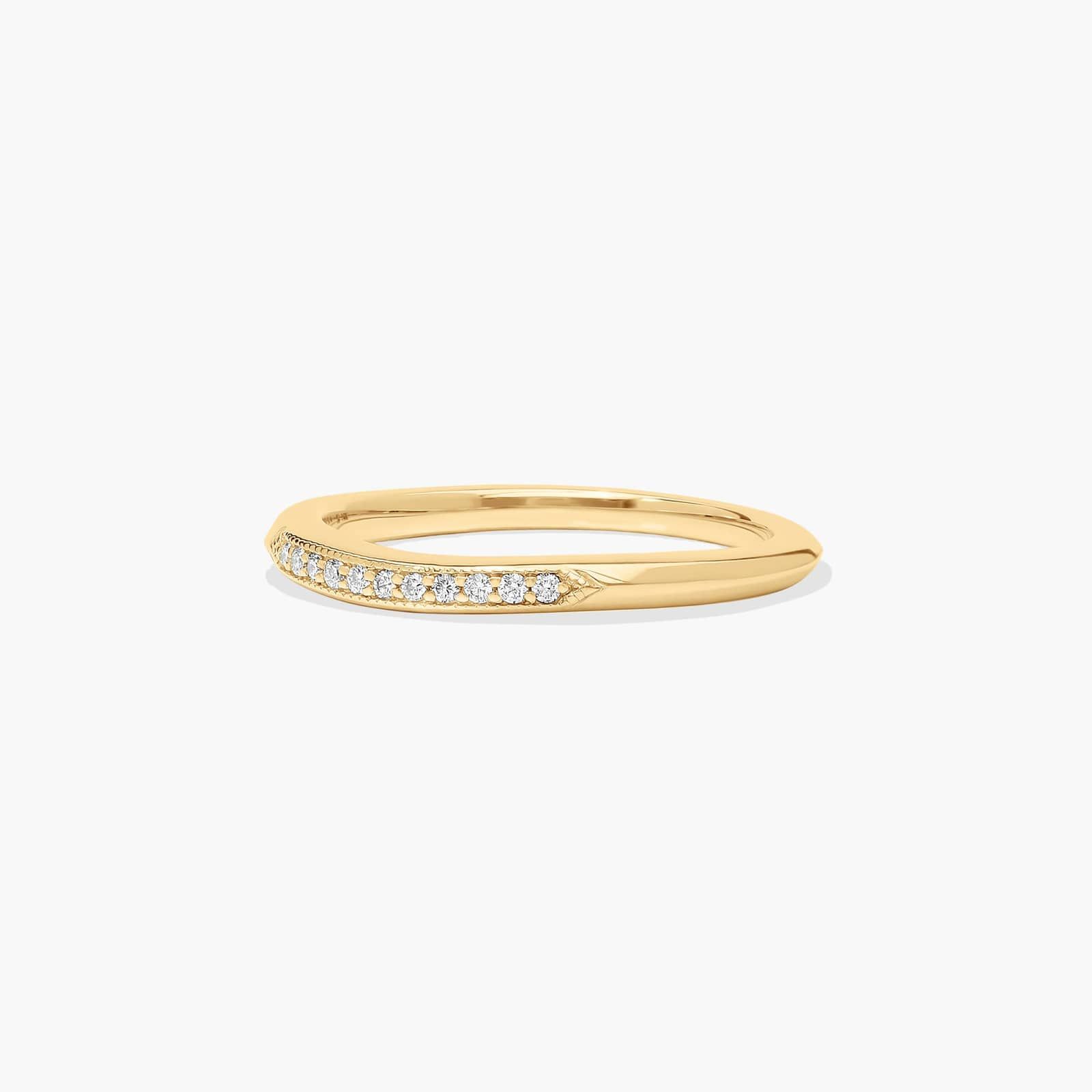 Modern Fleur-De-Lis Pavé Diamond Wedding Ring In 18K Yellow Gold (1.50mm)