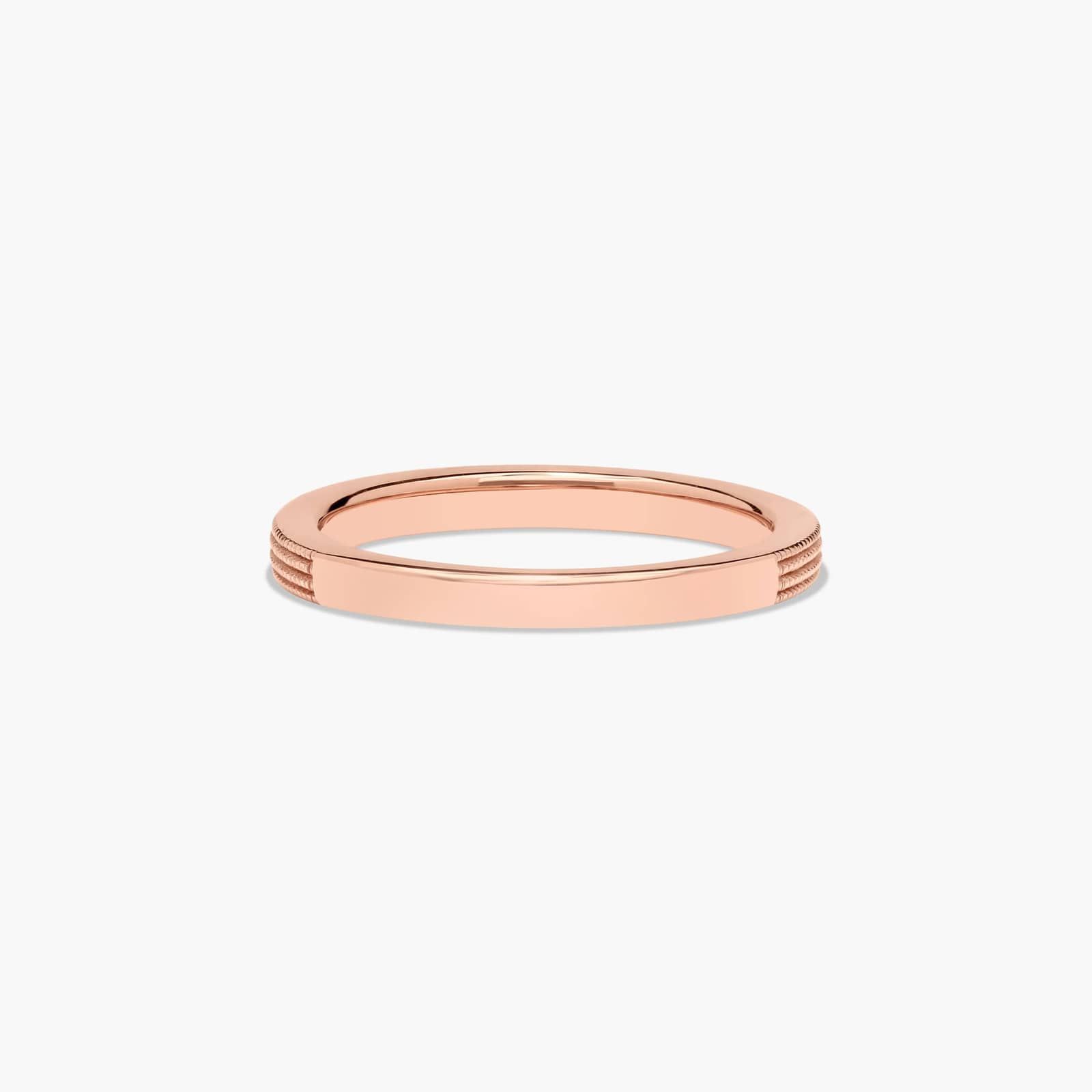 Modern Milgrain Wedding Ring In 14K Rose Gold (2.00mm)