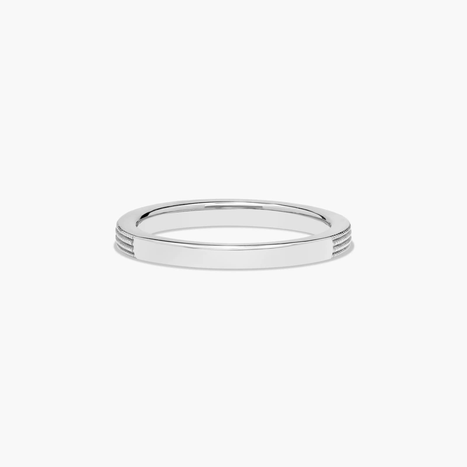 Modern Milgrain Wedding Ring In Platinum (2.00mm)