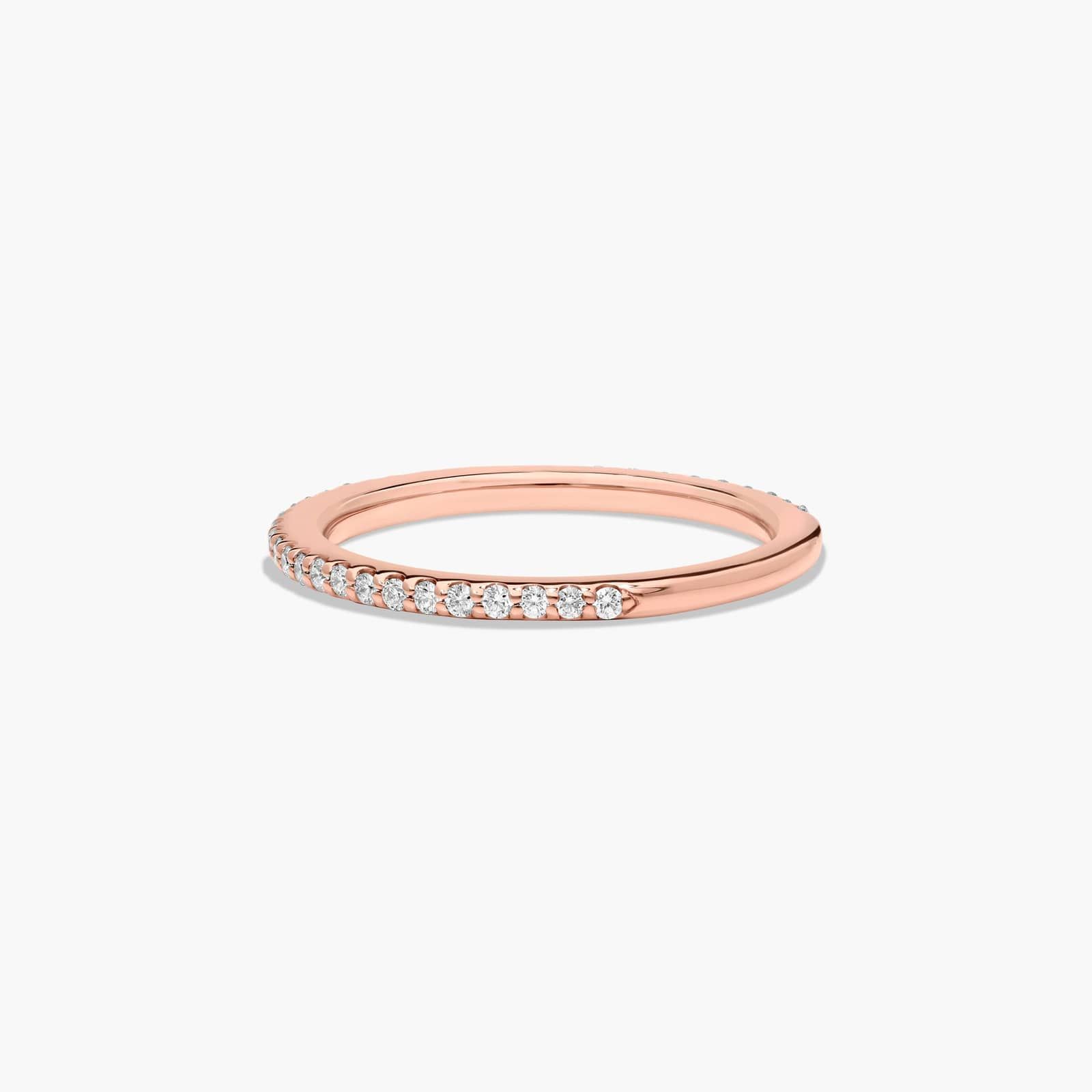 Cross Prong Pavé Diamond Wedding Ring In 14K Rose Gold (1.50mm)