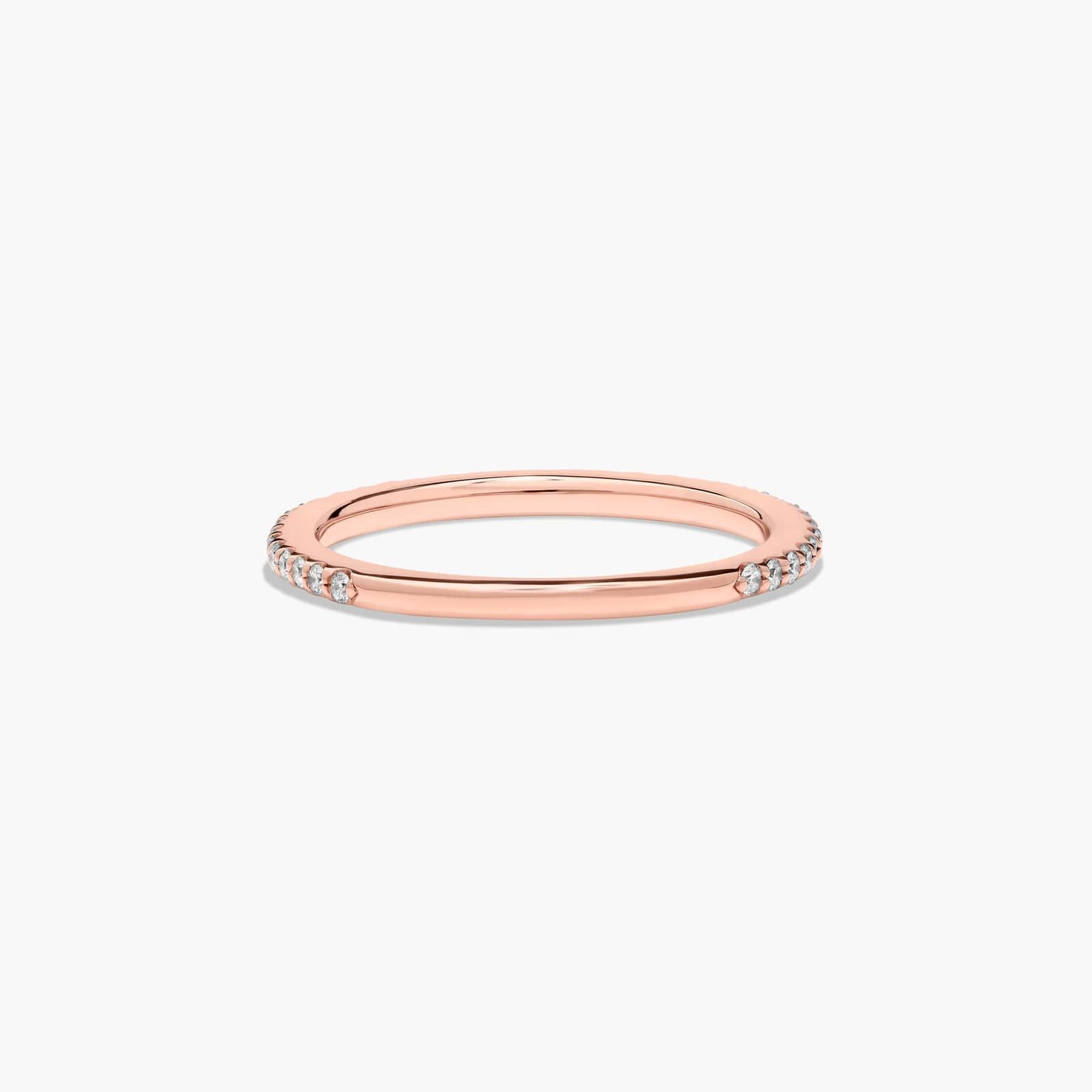 Cross Prong Pavé Diamond Wedding Ring In 14K Rose Gold (1.50mm)
