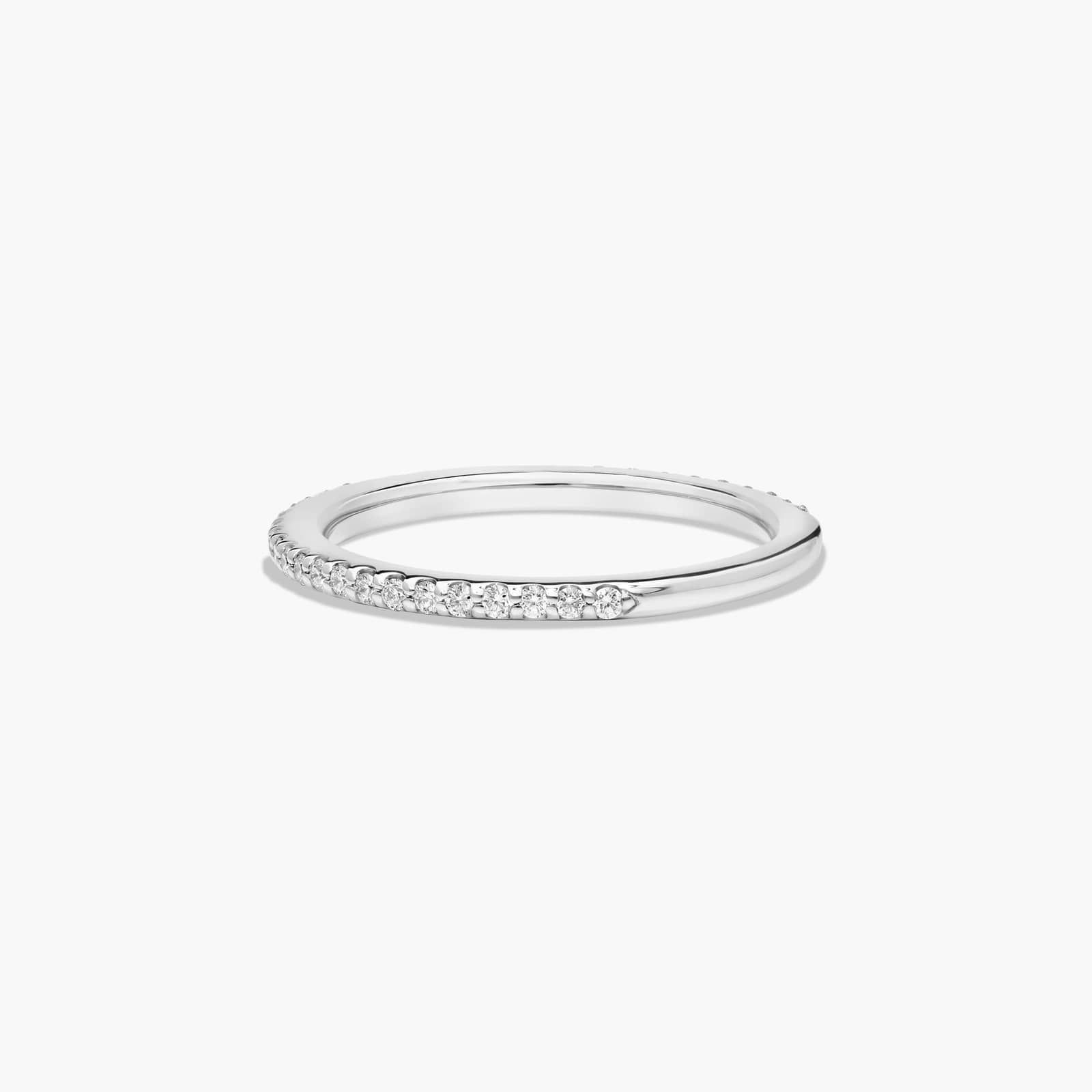 Cross Prong Pavé Diamond Wedding Ring In 14K White Gold (1.50mm)