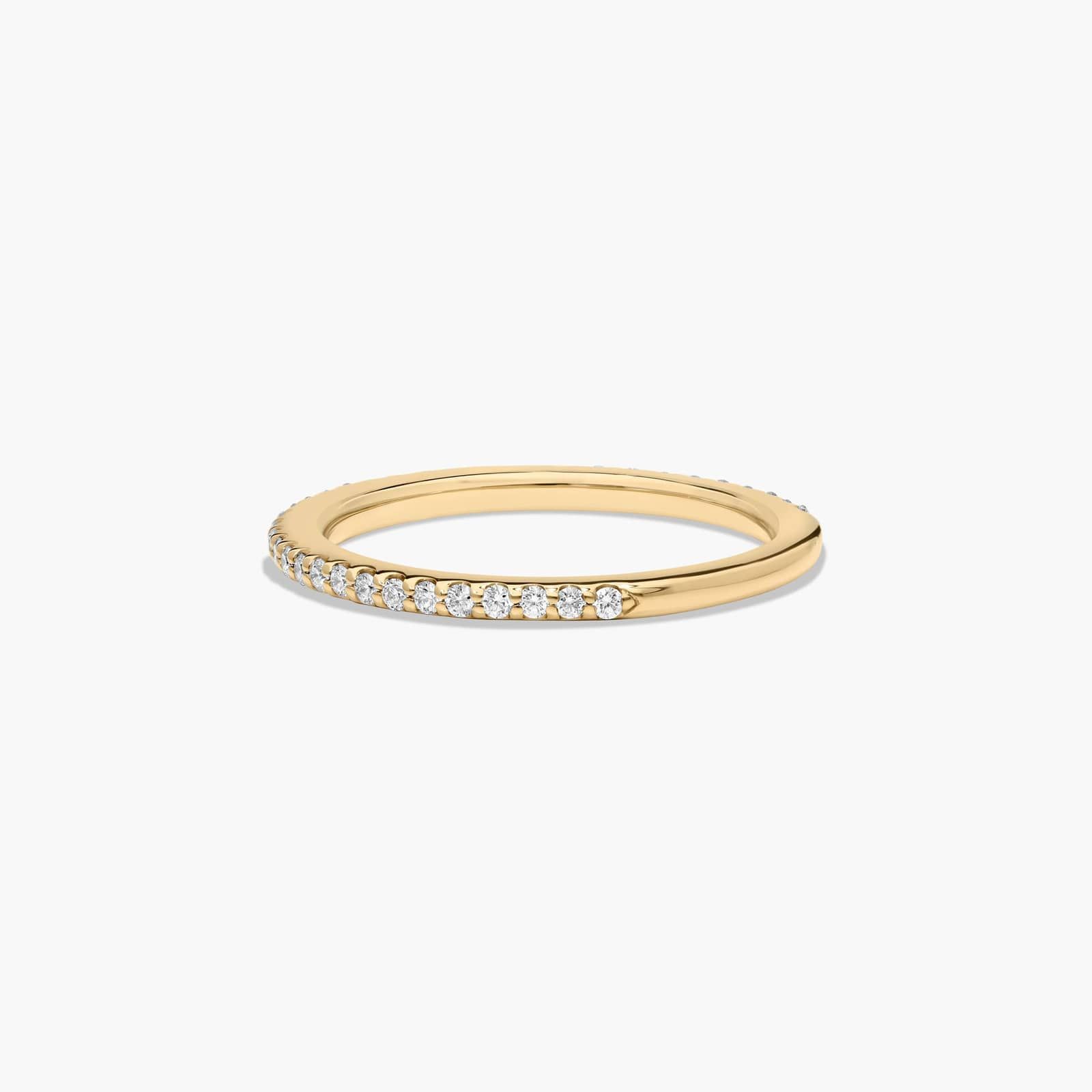 Cross Prong Pavé Diamond Wedding Ring In 14K Yellow Gold (1.50mm)