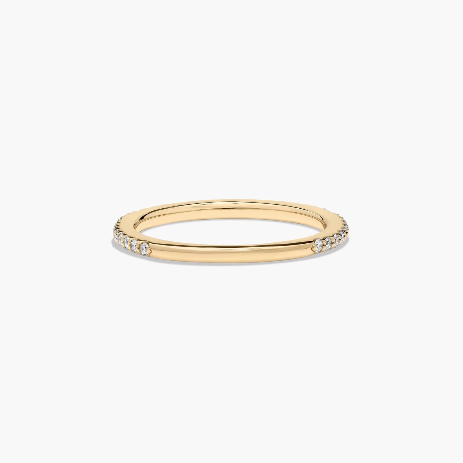 Cross Prong Pavé Diamond Wedding Ring In 14K Yellow Gold (1.50mm)