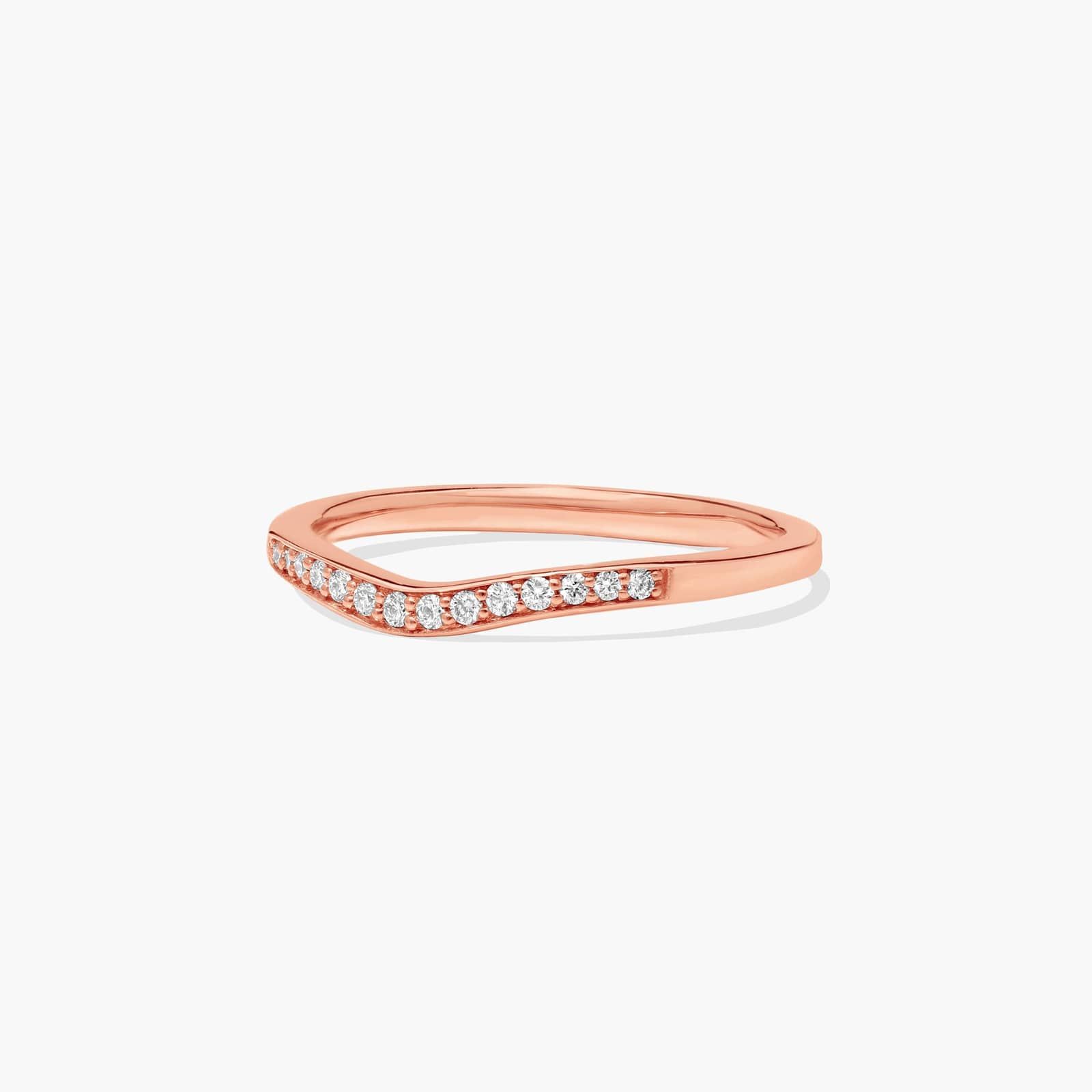 Petite Pavé Curved Diamond Wedding Ring In 14K Rose Gold (1.50mm)