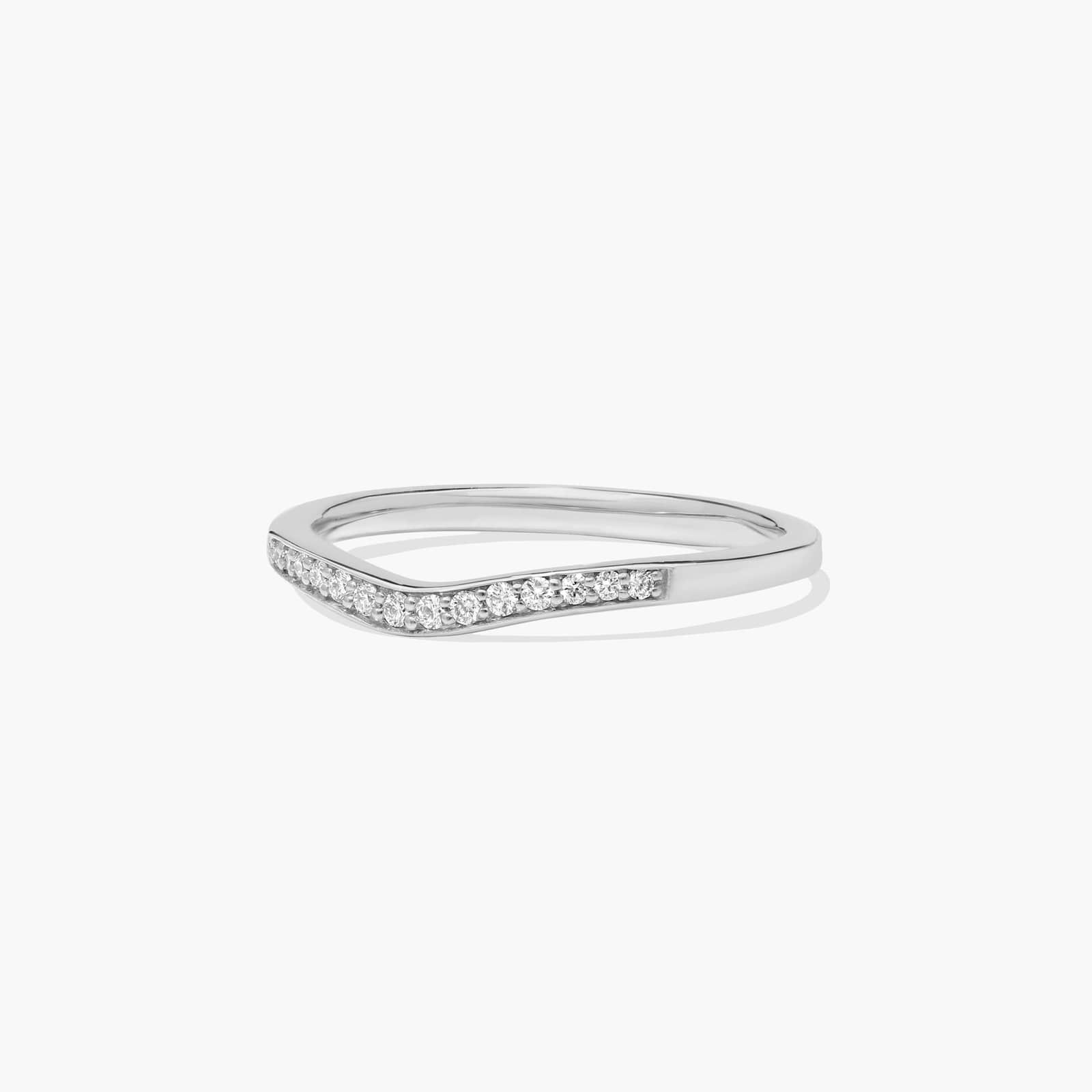 Petite Pavé Curved Diamond Wedding Ring In 14K White Gold (1.50mm)