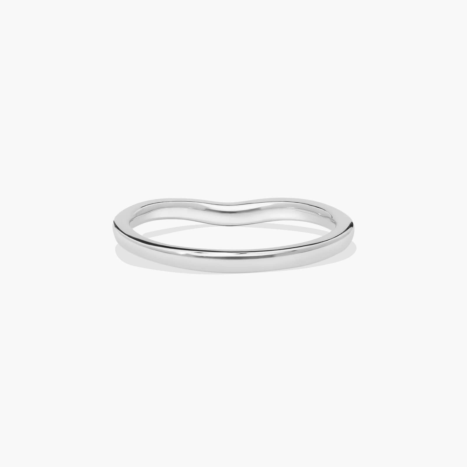 Petite Pavé Curved Diamond Wedding Ring In 14K White Gold (1.50mm)