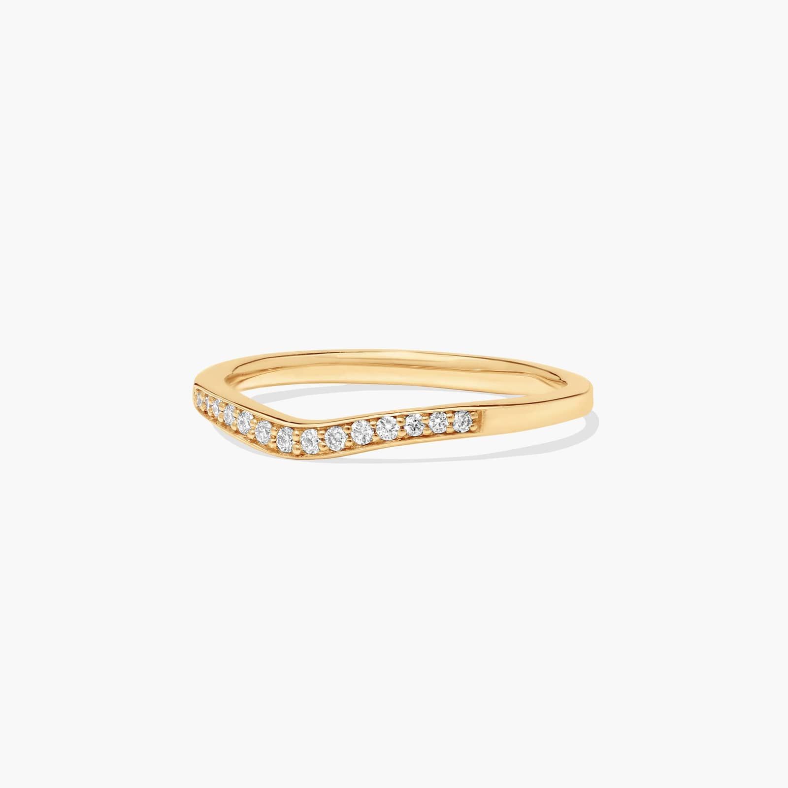 Petite Pavé Curved Diamond Wedding Ring In 14K Yellow Gold (1.50mm)