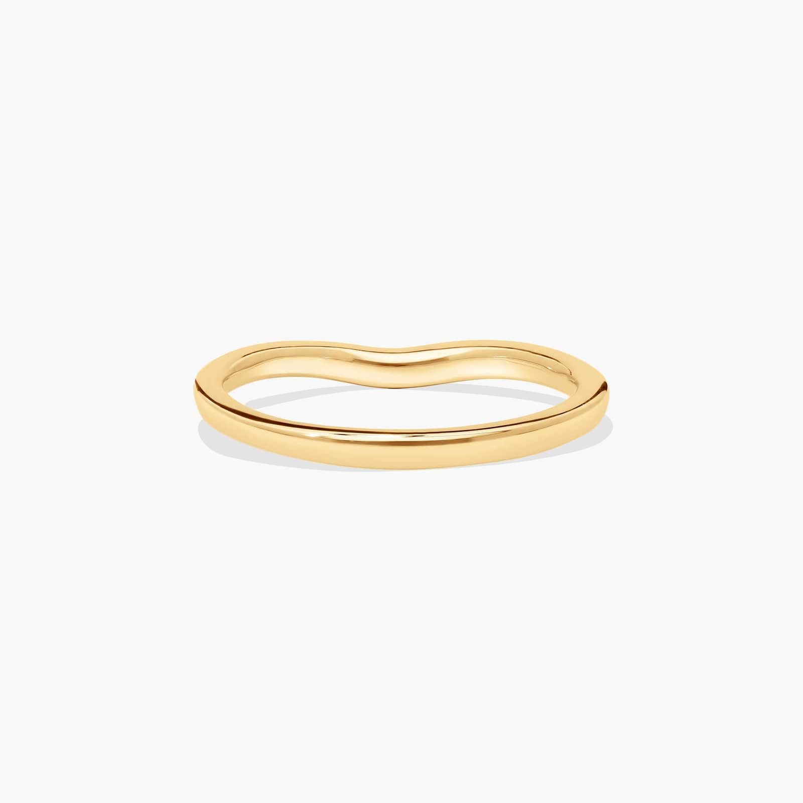 Petite Pavé Curved Diamond Wedding Ring In 14K Yellow Gold (1.50mm)