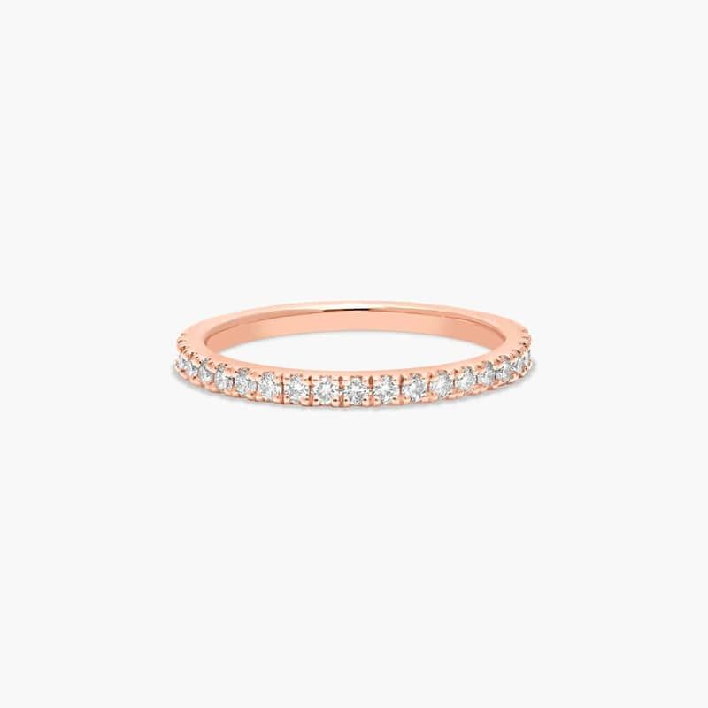 Thin Pavé Set Diamond Wedding Ring In 14K Rose Gold (1.50mm)