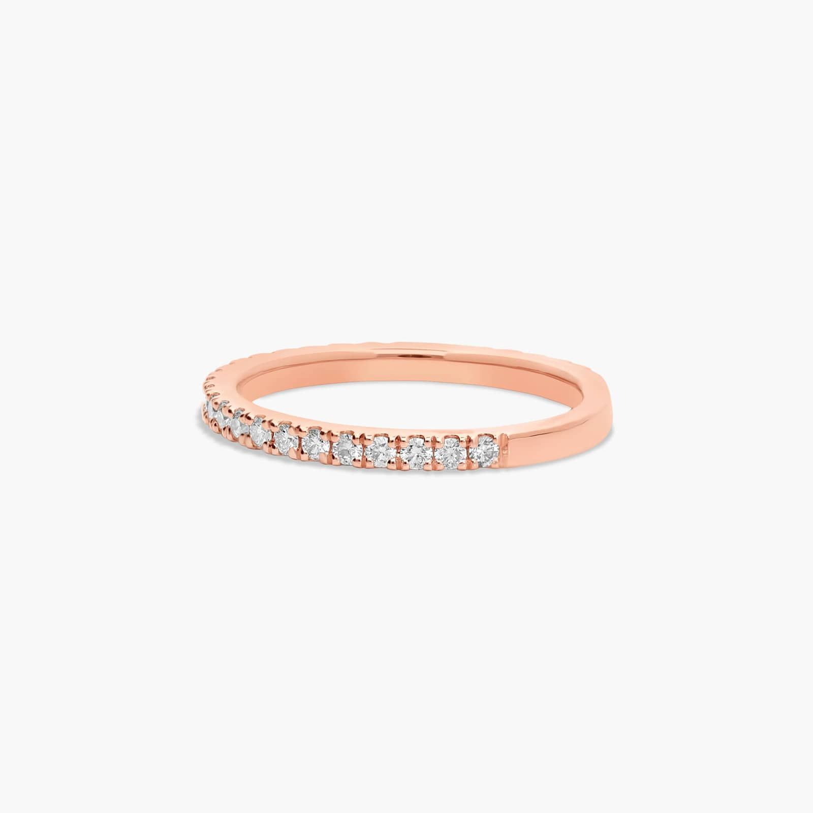 Thin Pavé Set Diamond Wedding Ring In 14K Rose Gold (1.50mm)
