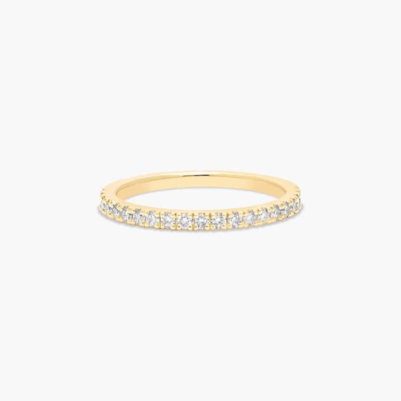 Thin Pavé Set Diamond Wedding Ring In 14K Yellow Gold (1.50mm)