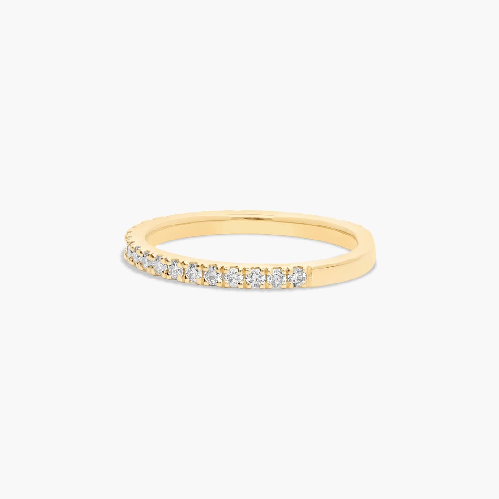 Thin Pavé Set Diamond Wedding Ring In 14K Yellow Gold (1.50mm)