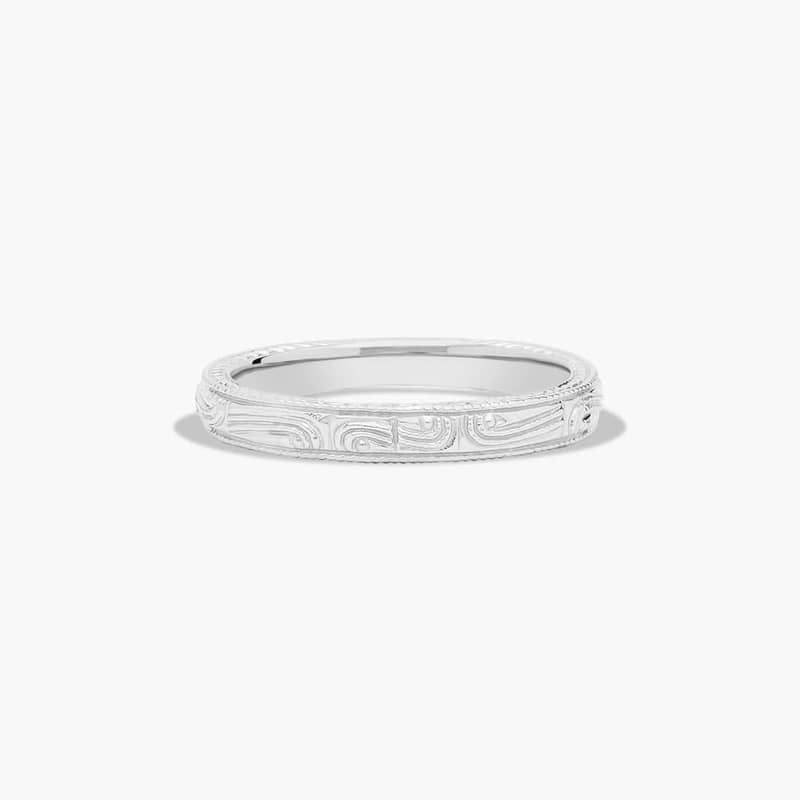 Engraved Wedding Ring In 14K White Gold (2.50mm)