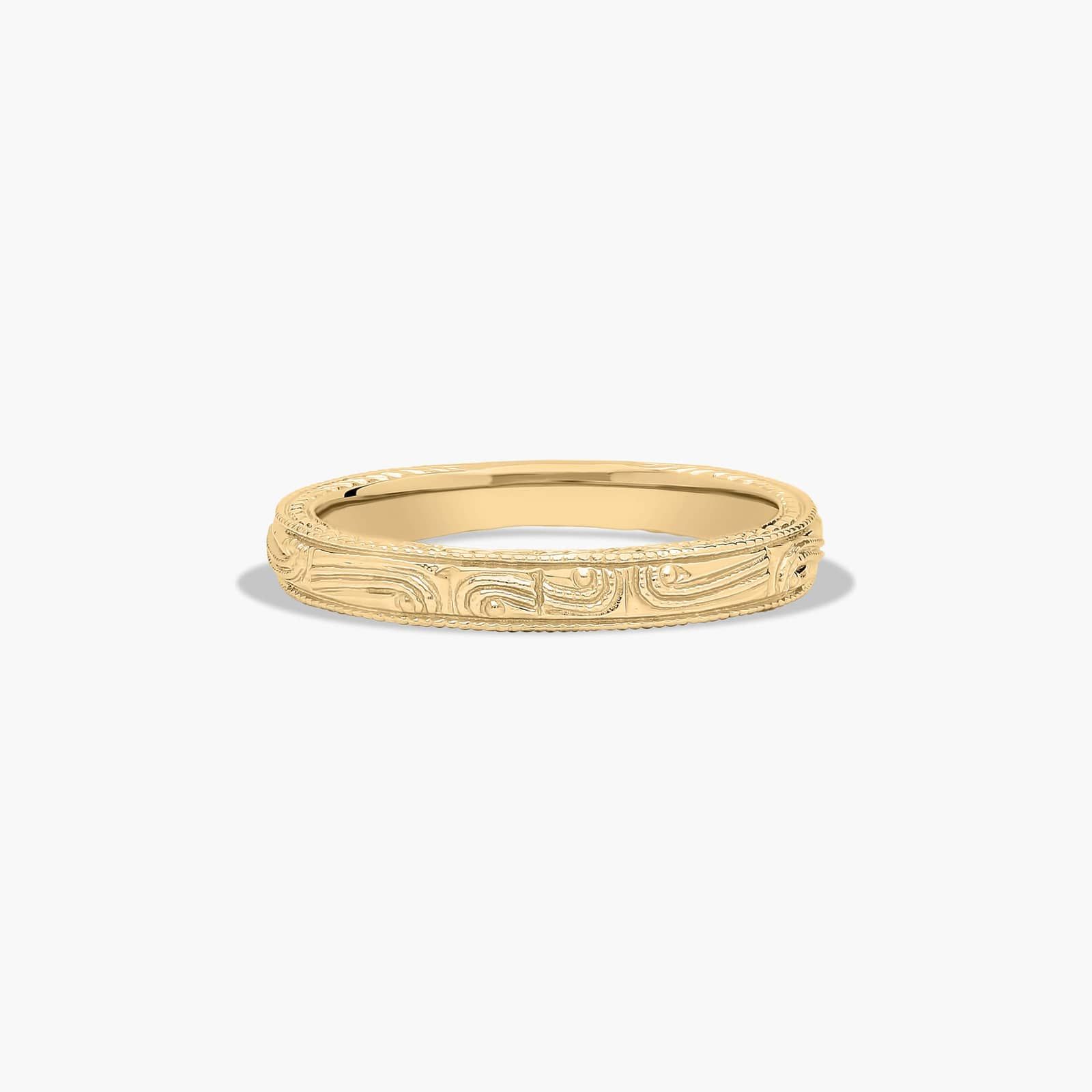 Engraved Wedding Ring In 18K Yellow Gold