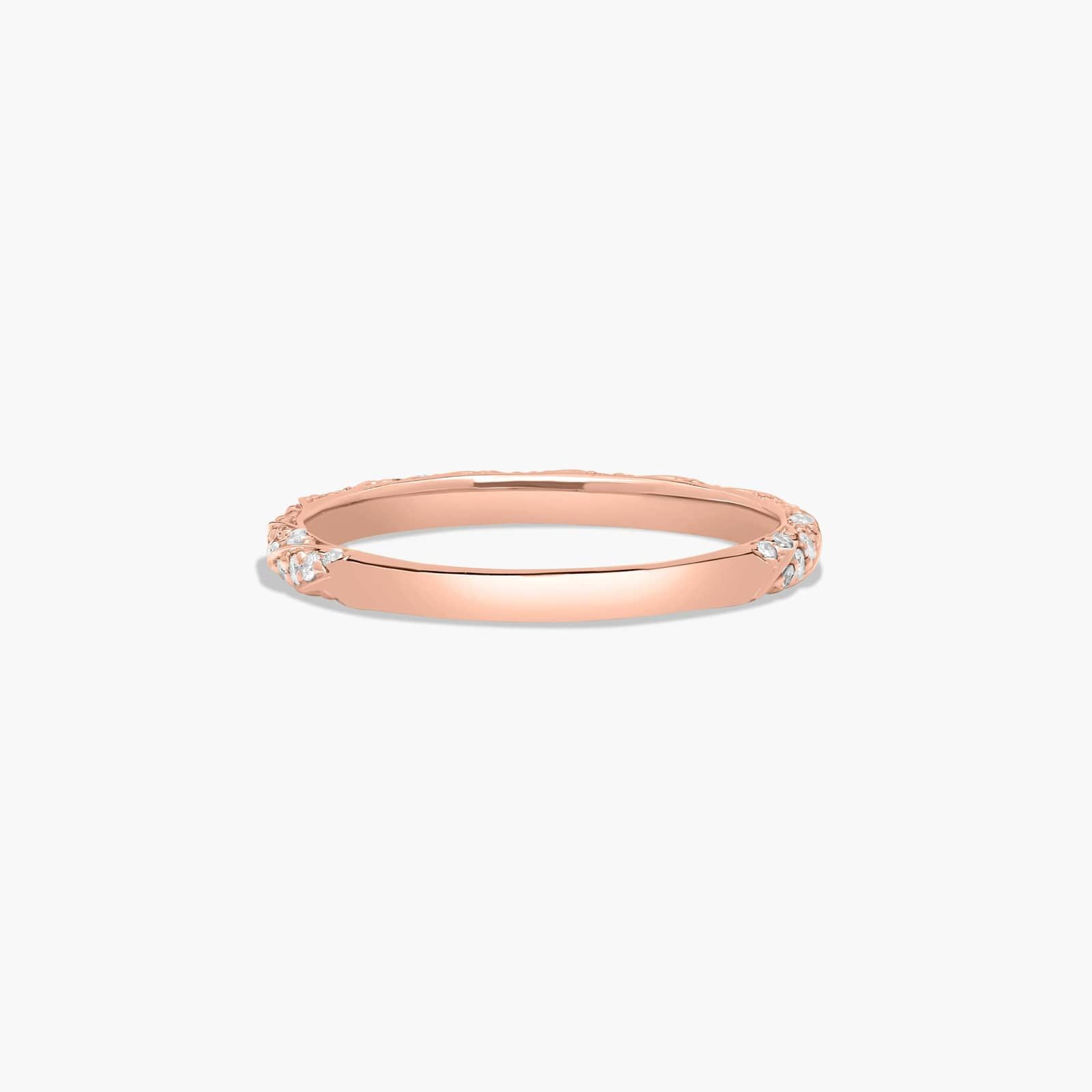 Twisted Pavé Diamond Wedding Ring In 14K Rose Gold (2.00mm)