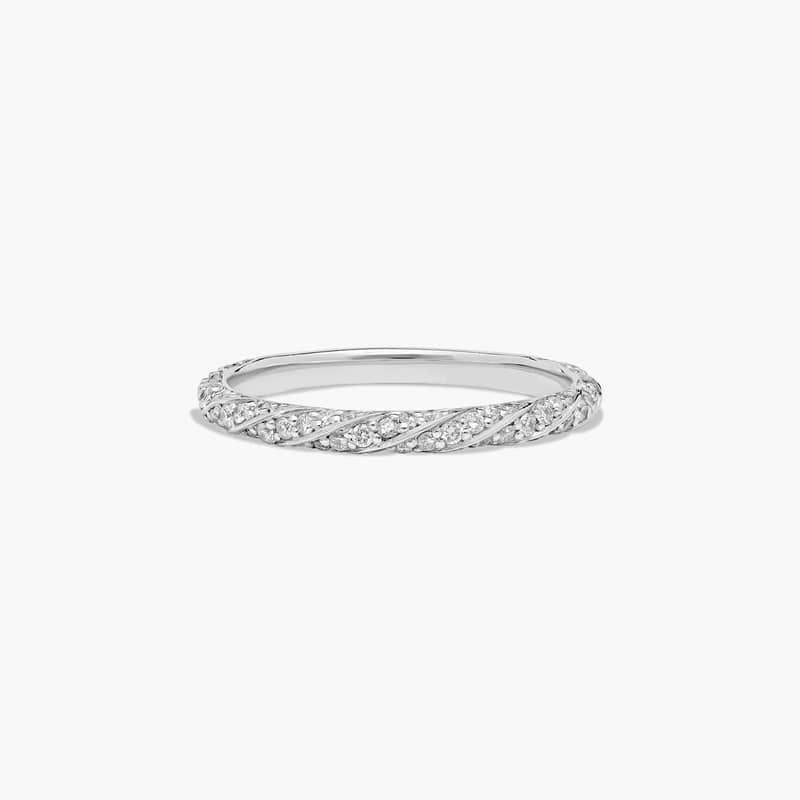 Twisted Pavé Diamond Wedding Ring In 14K White Gold (2.00mm)