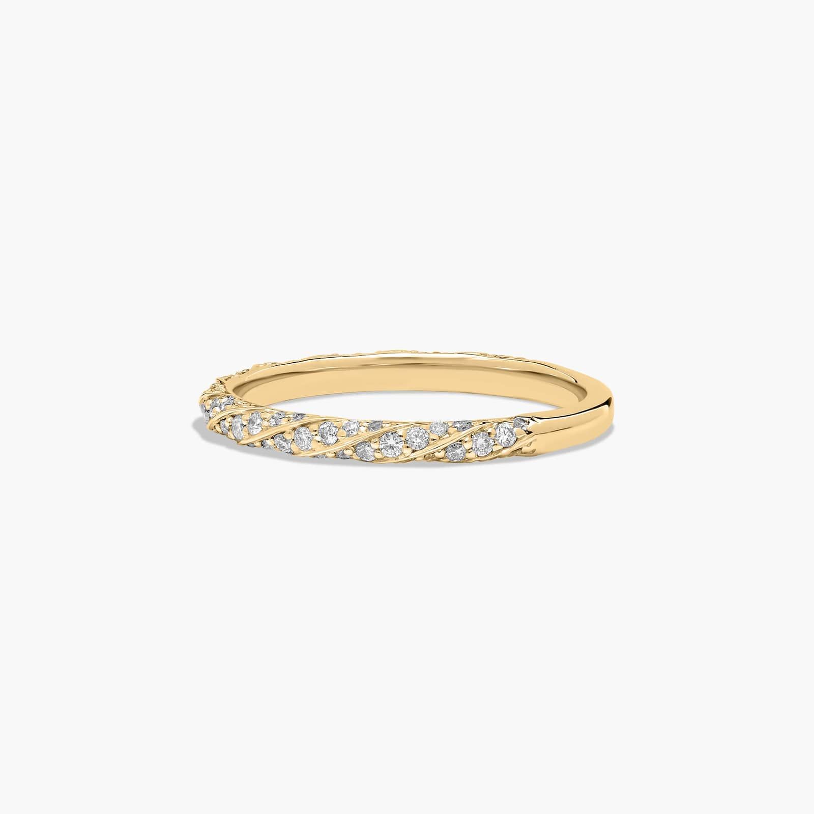 Twisted Pavé Diamond Wedding Ring In 14K Yellow Gold (2.00mm)