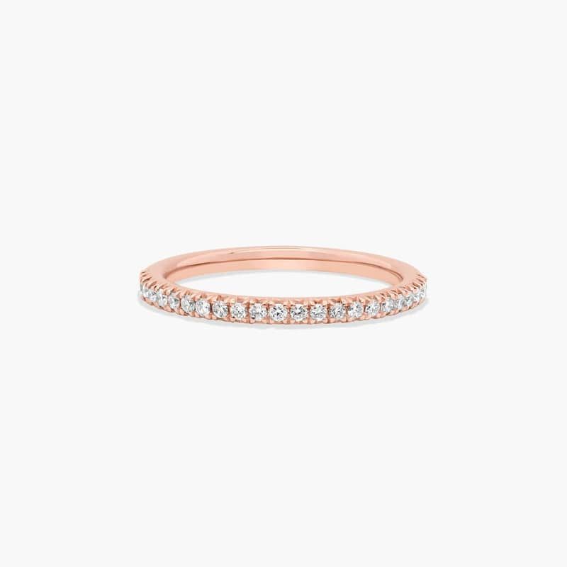 Flush Fit Pavé Diamond Wedding Ring In 14K Rose Gold (1.50mm)