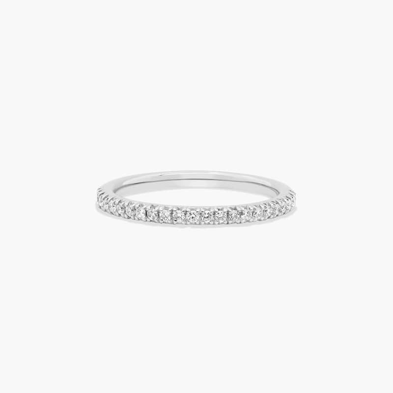 Flush Fit Pavé Diamond Wedding Ring In 14K White Gold (1.50mm)