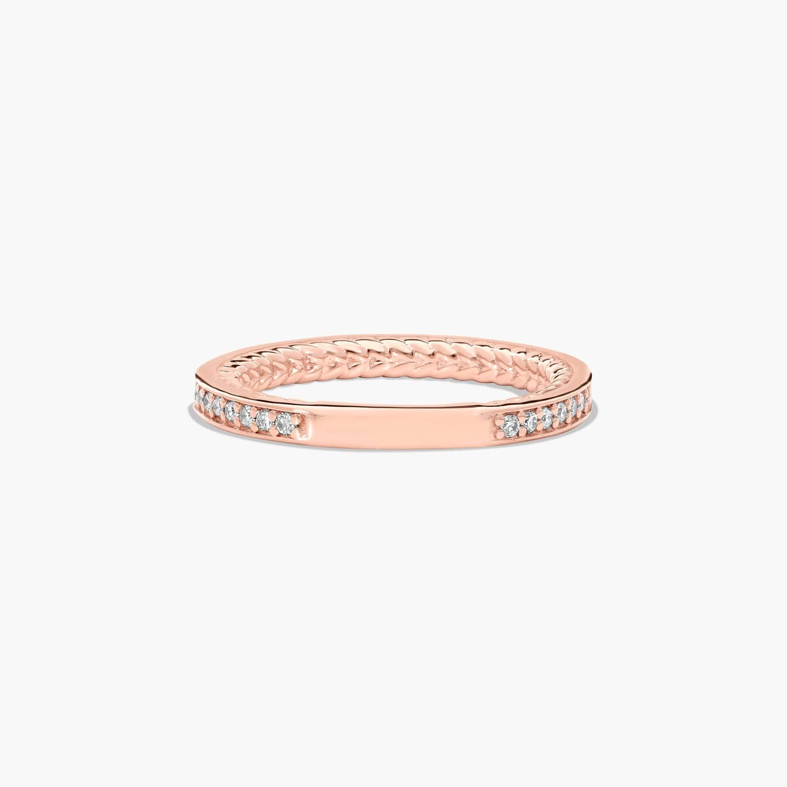 Cable Profile Pavé Diamond Wedding Ring In 14K Rose Gold (2.00mm)