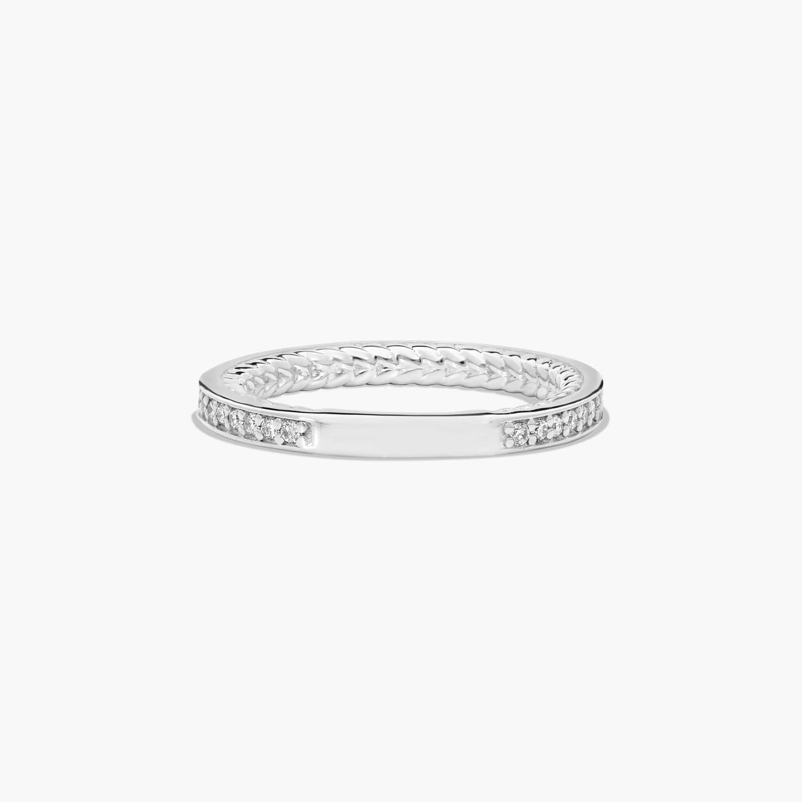 Cable Profile Pavé Diamond Wedding Ring In 14K White Gold (2.00mm)