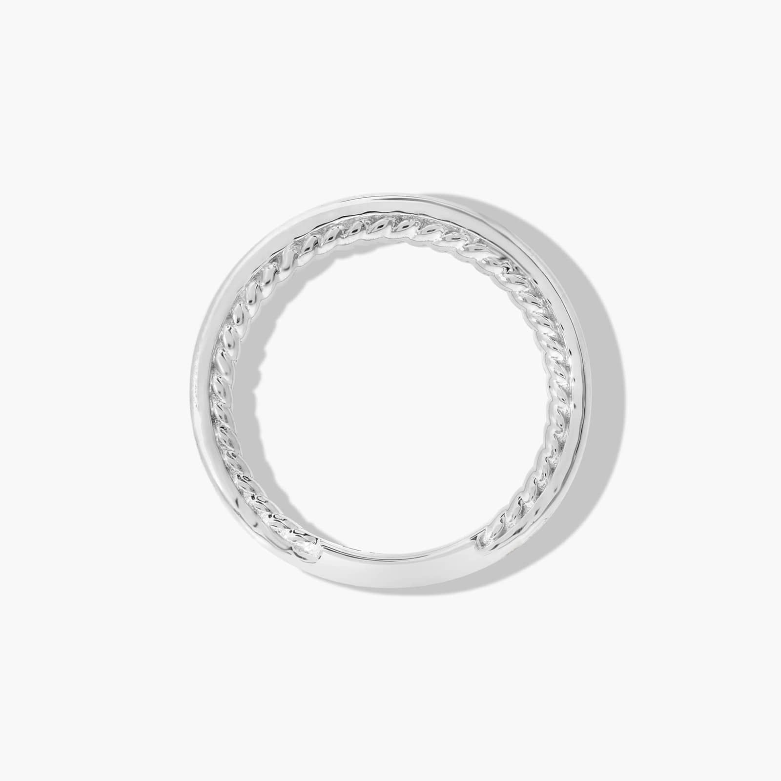 Cable Profile Pavé Diamond Wedding Ring In 14K White Gold (2.00mm)