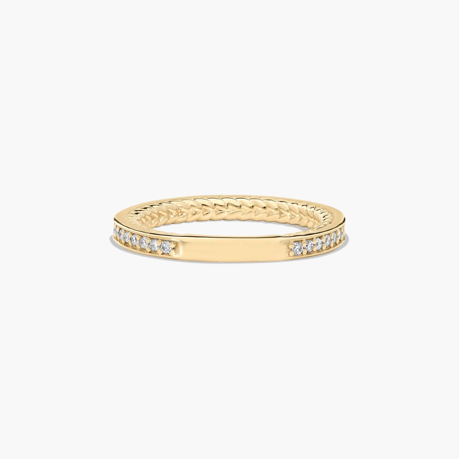 Cable Profile Pavé Diamond Wedding Ring In 14K Yellow Gold (2.00mm)
