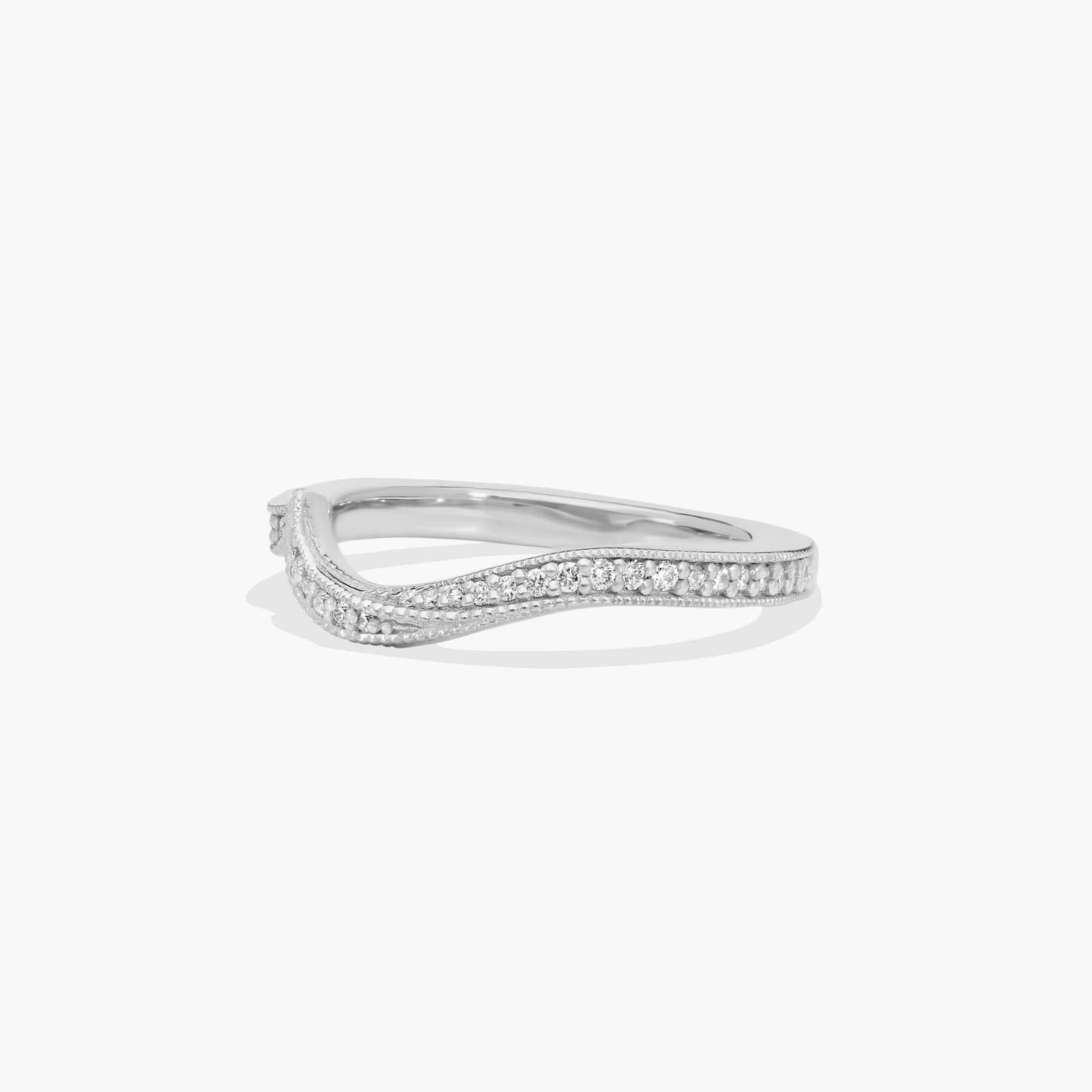 Nature Inspired Pavé Diamond Wedding Ring In 14K White Gold (1.50mm)