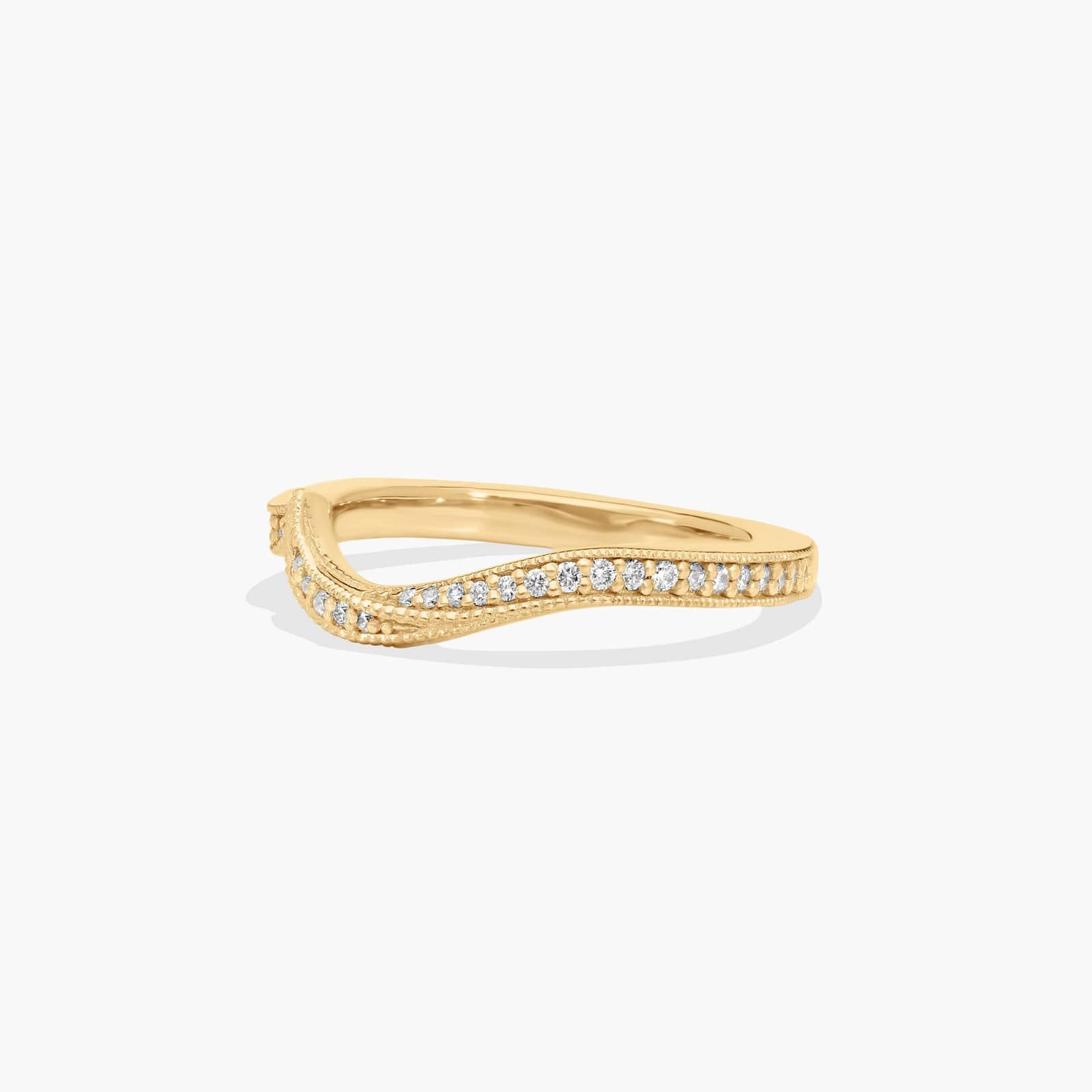 Nature Inspired Pavé Diamond Wedding Ring In 18K Yellow Gold (1.50mm)