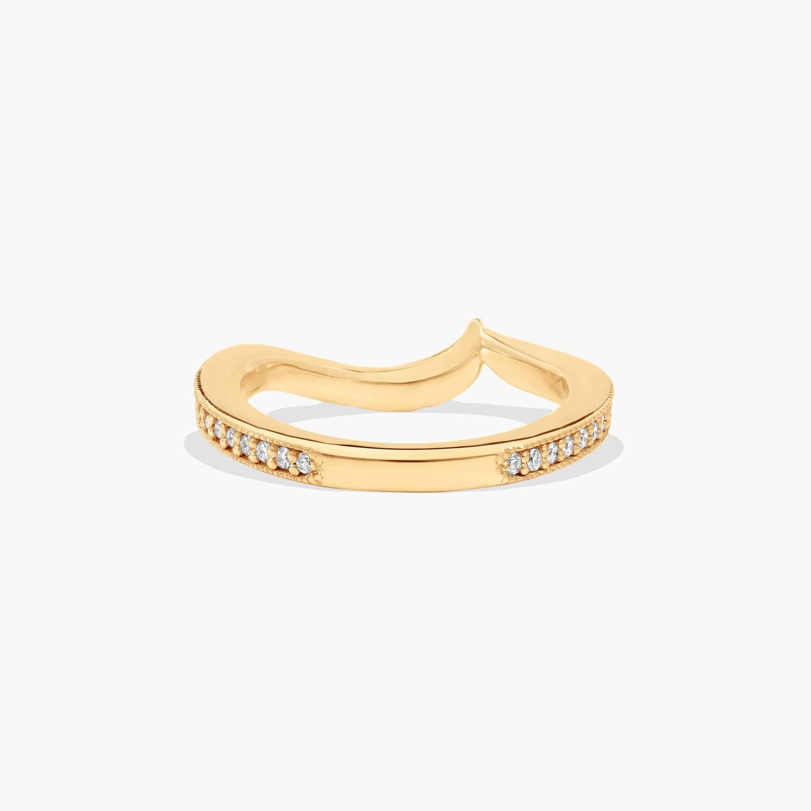 Nature Inspired Pavé Diamond Wedding Ring In 18K Yellow Gold (1.50mm)