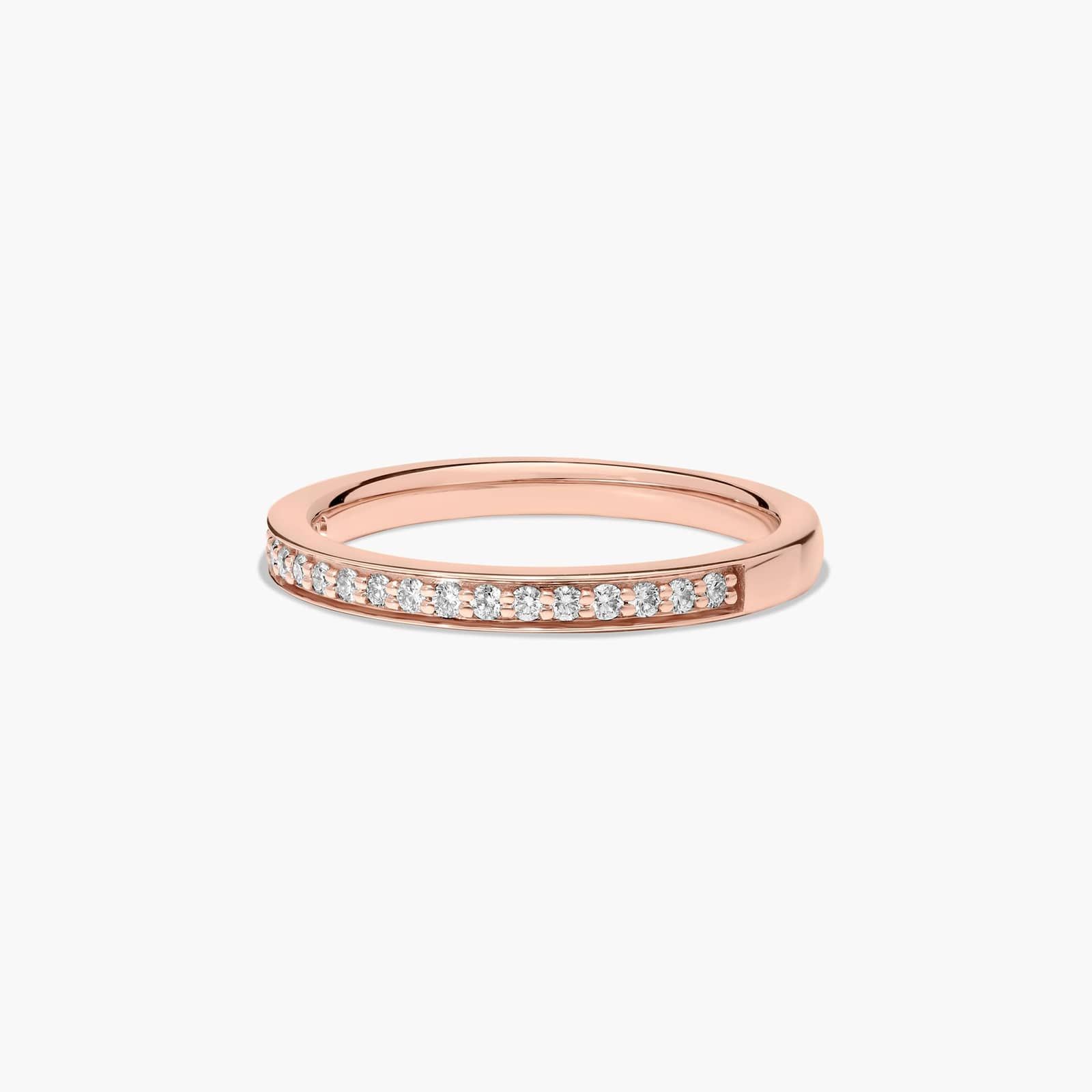 Pavé Trio Diamond Wedding Ring In 14K Rose Gold (2.20mm)