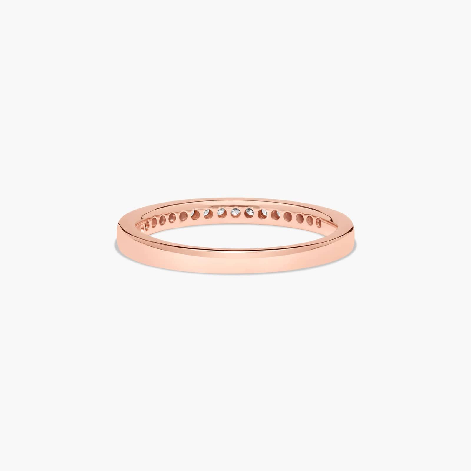 Pavé Trio Diamond Wedding Ring In 14K Rose Gold (2.20mm)