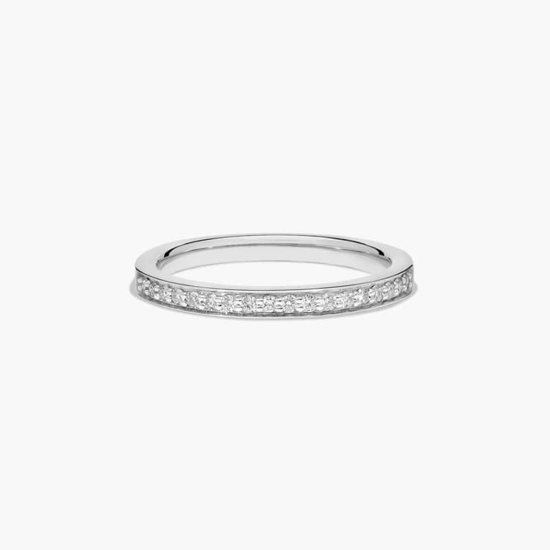 Pavé Trio Diamond Wedding Ring In 18K White Gold (2.20mm)