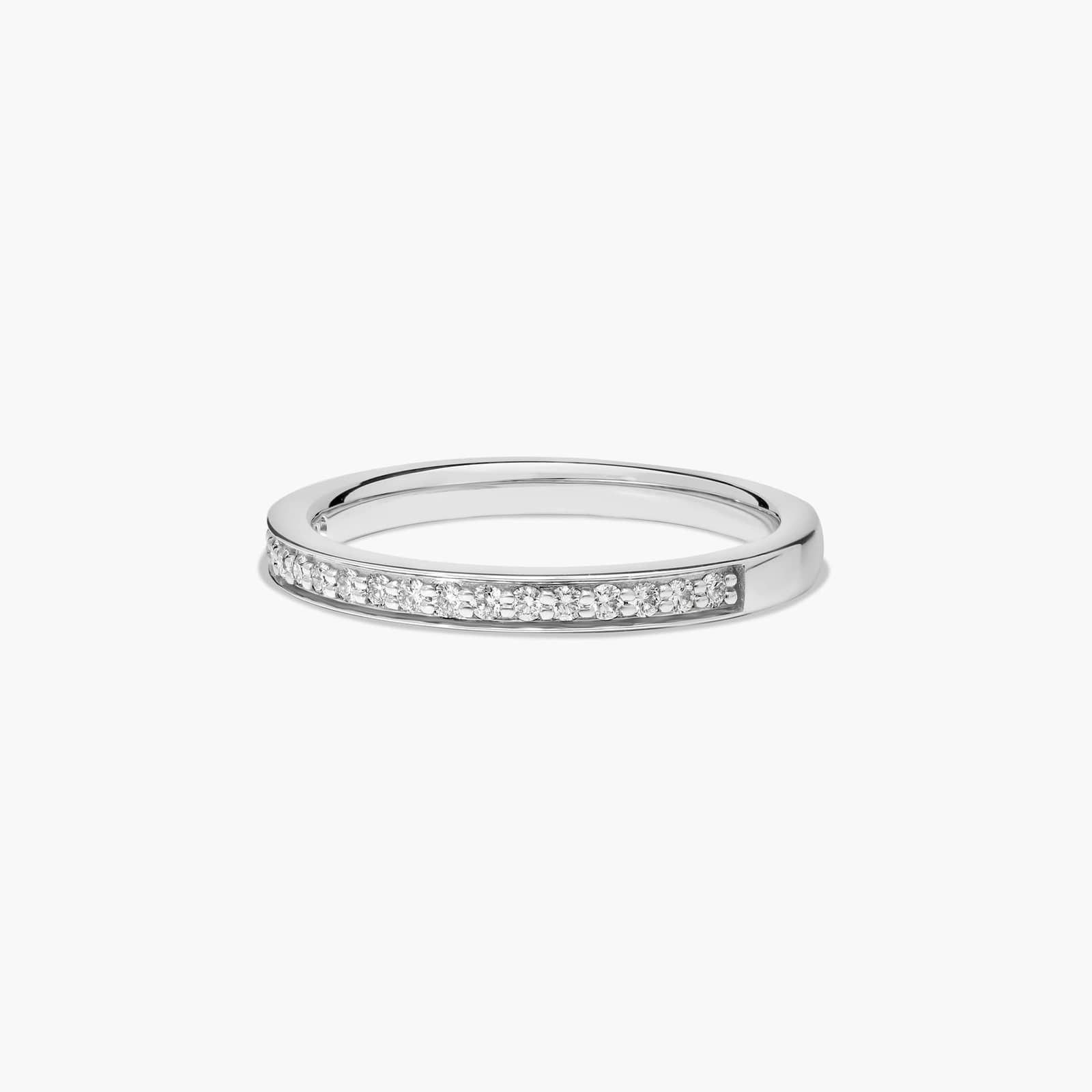 Pavé Trio Diamond Wedding Ring In 18K White Gold (2.20mm)