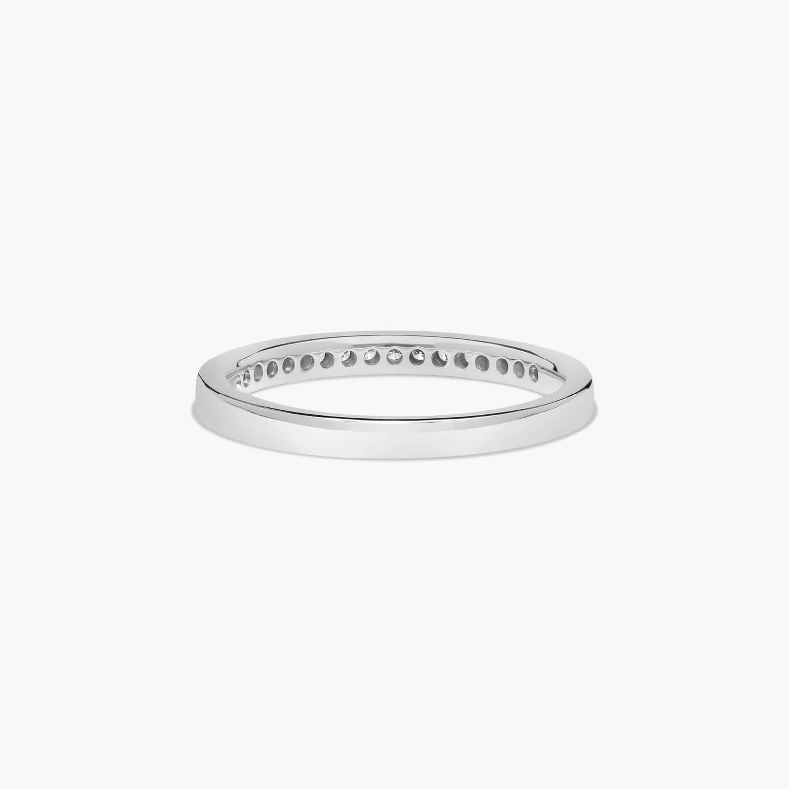 Pavé Trio Diamond Wedding Ring In 18K White Gold (2.20mm)