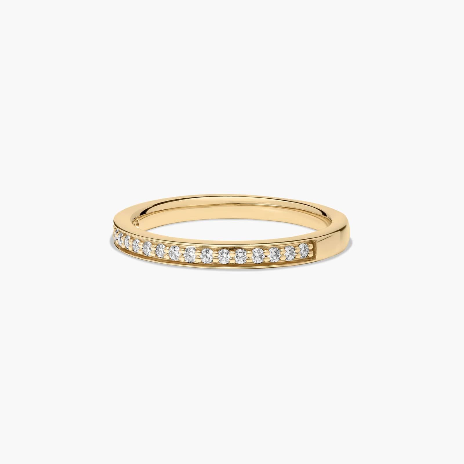 Pavé Trio Diamond Wedding Ring In 14K Yellow Gold (2.20mm)