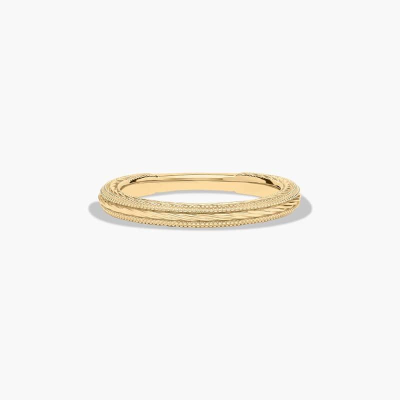 Etched Rope Wedding Ring In 14K Yellow Gold (2.50mm)