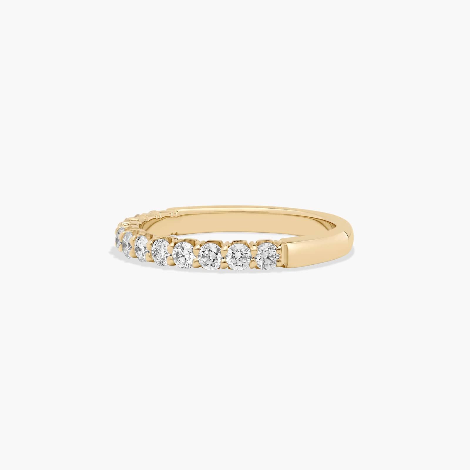 Shared Prong Crescent Wedding Ring With 0.5 CTW Diamonds In 14K Yellow Gold (2.50mm)