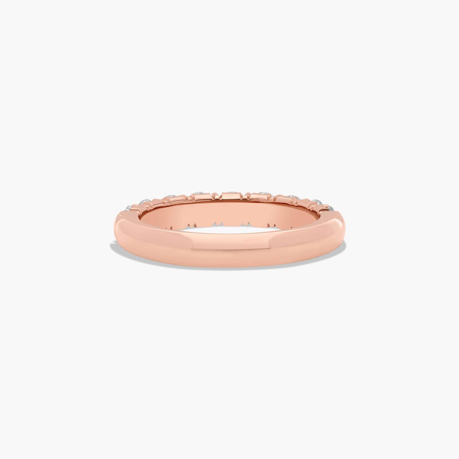 Shared Prong Crescent Wedding Ring With 1 CTW Diamonds In 14K Rose Gold (3.00mm)