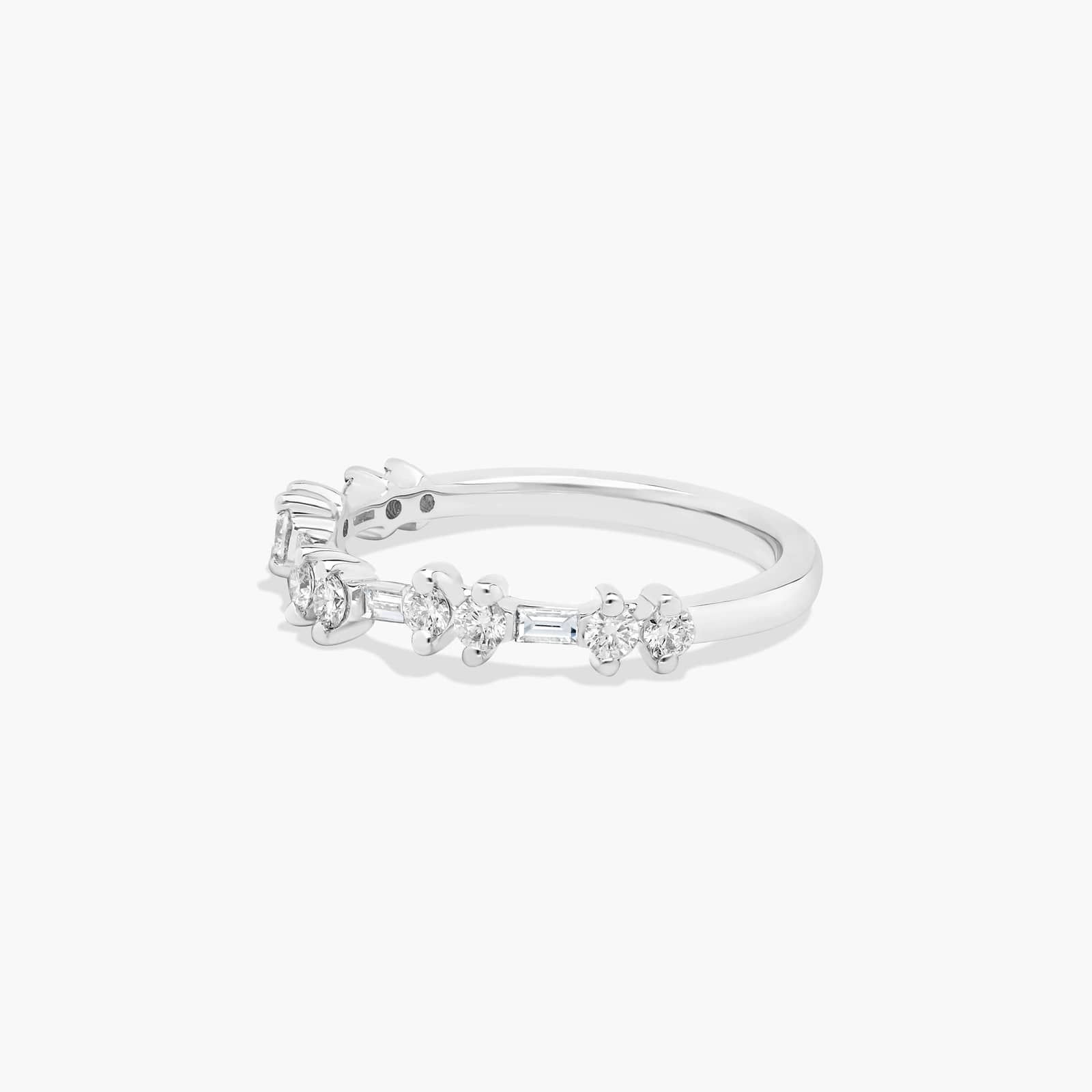 Round and Baguette Diamond Wedding Ring In Platinum (1.00mm)