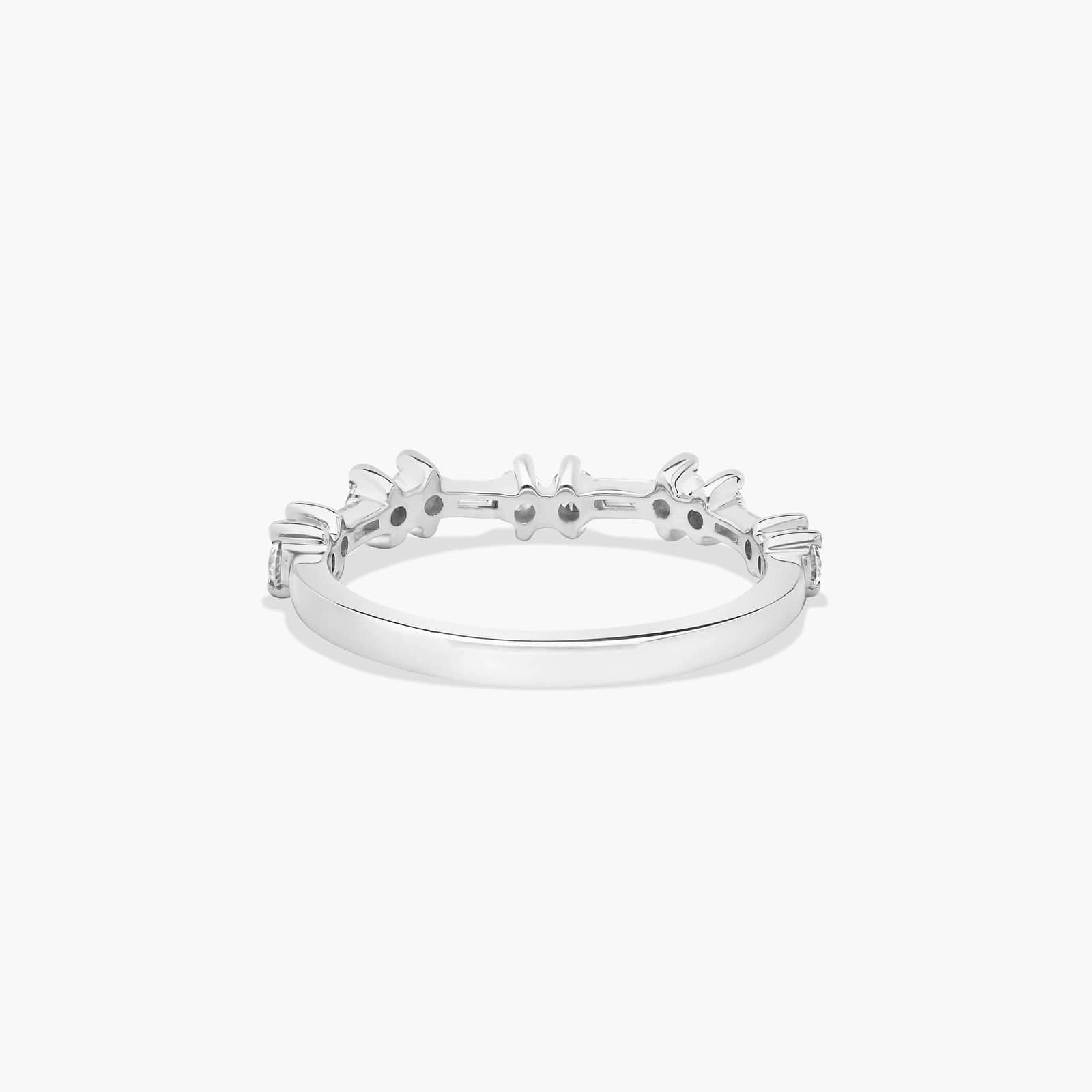 Round and Baguette Diamond Wedding Ring In Platinum (1.00mm)