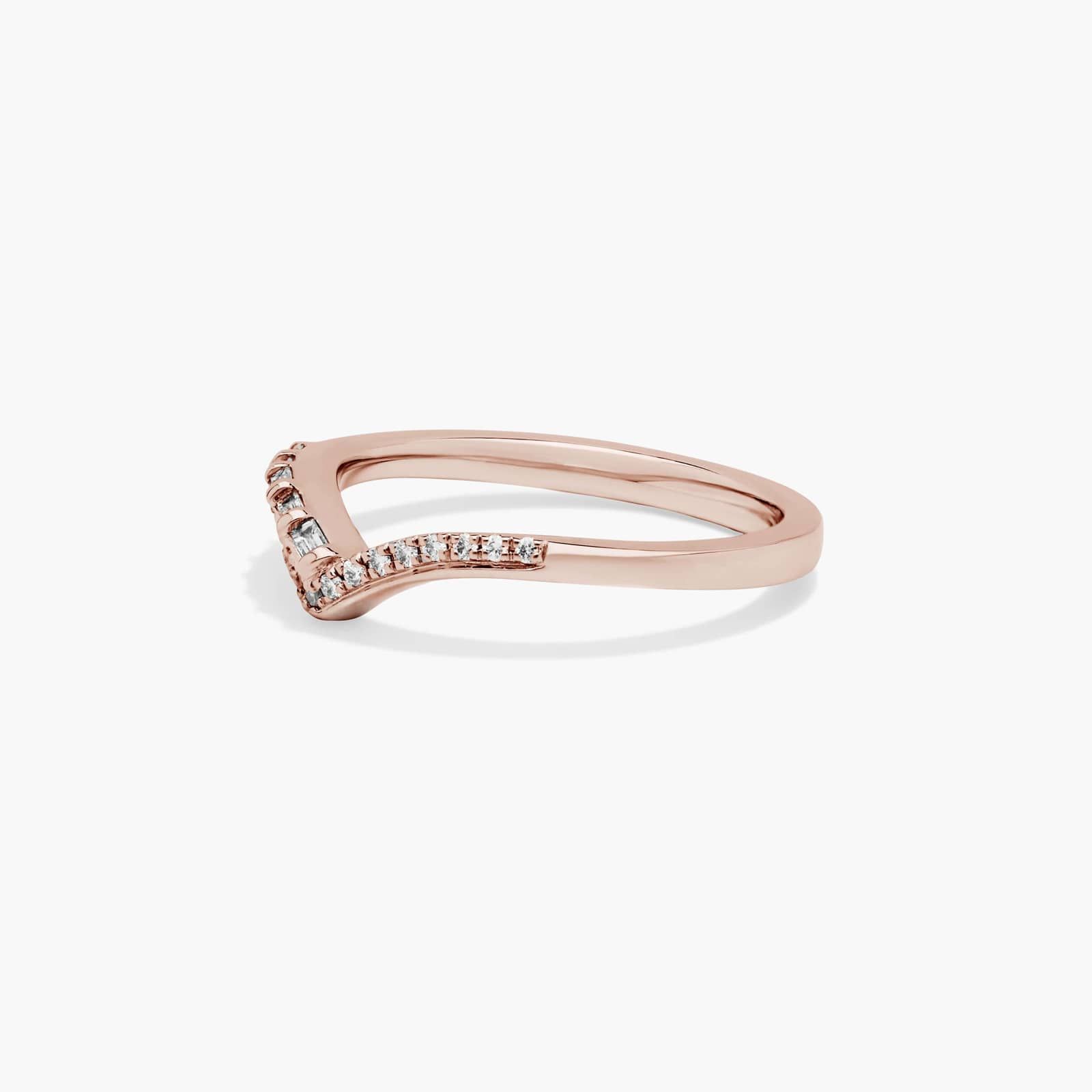 Round and Baguette Pavé V Contour Wedding Ring In 14K Rose Gold (2.00mm)