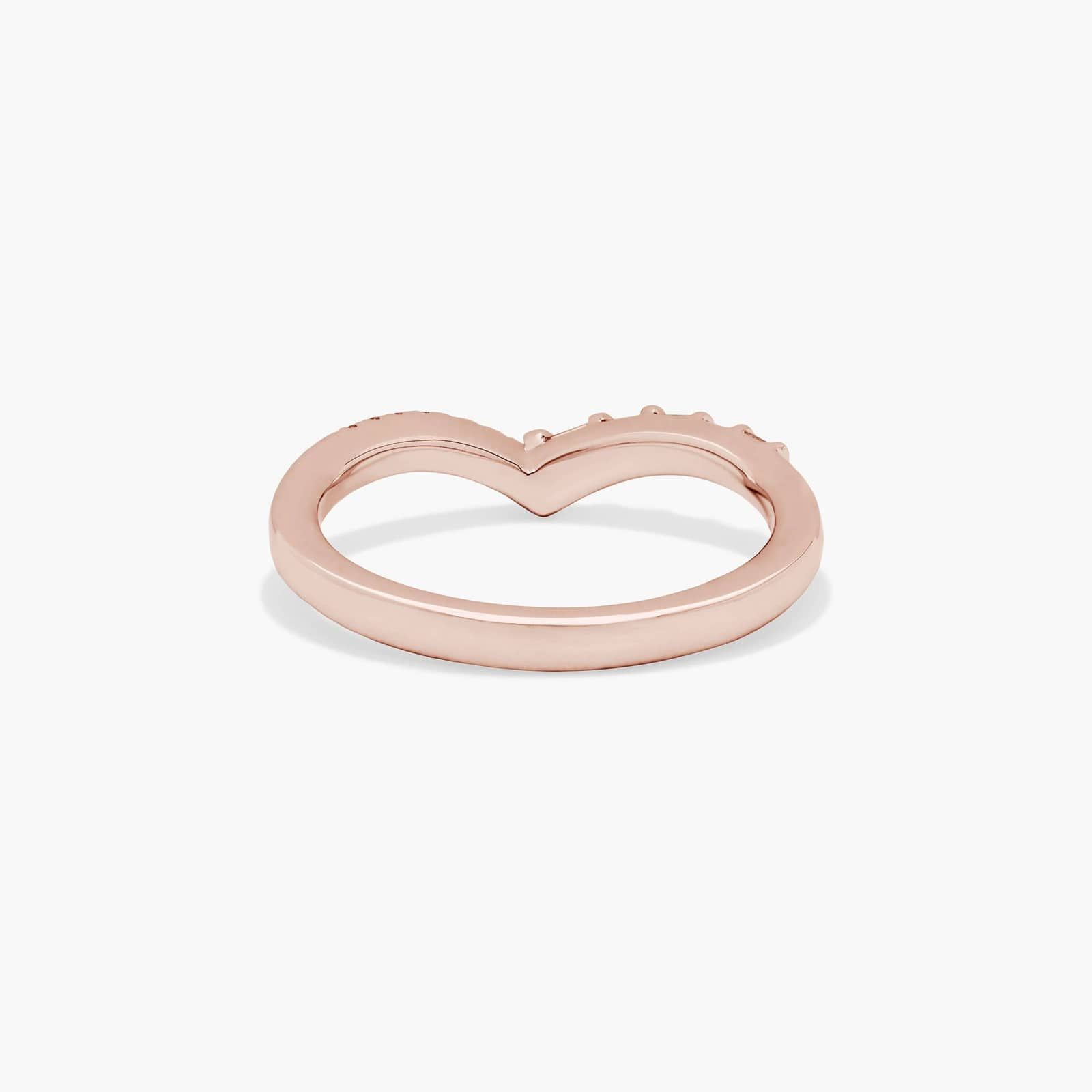 Round and Baguette Pavé V Contour Wedding Ring In 14K Rose Gold (2.00mm)
