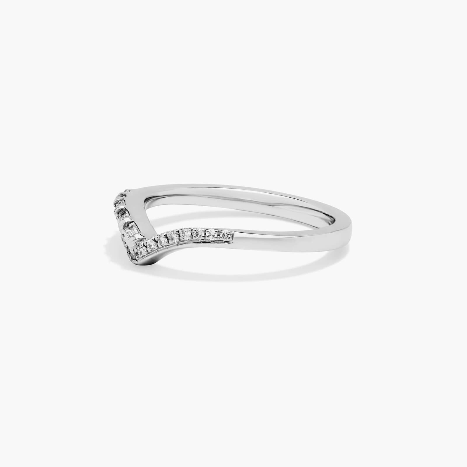 Round and Baguette Pavé V Contour Wedding Ring In Platinum (2.00mm)