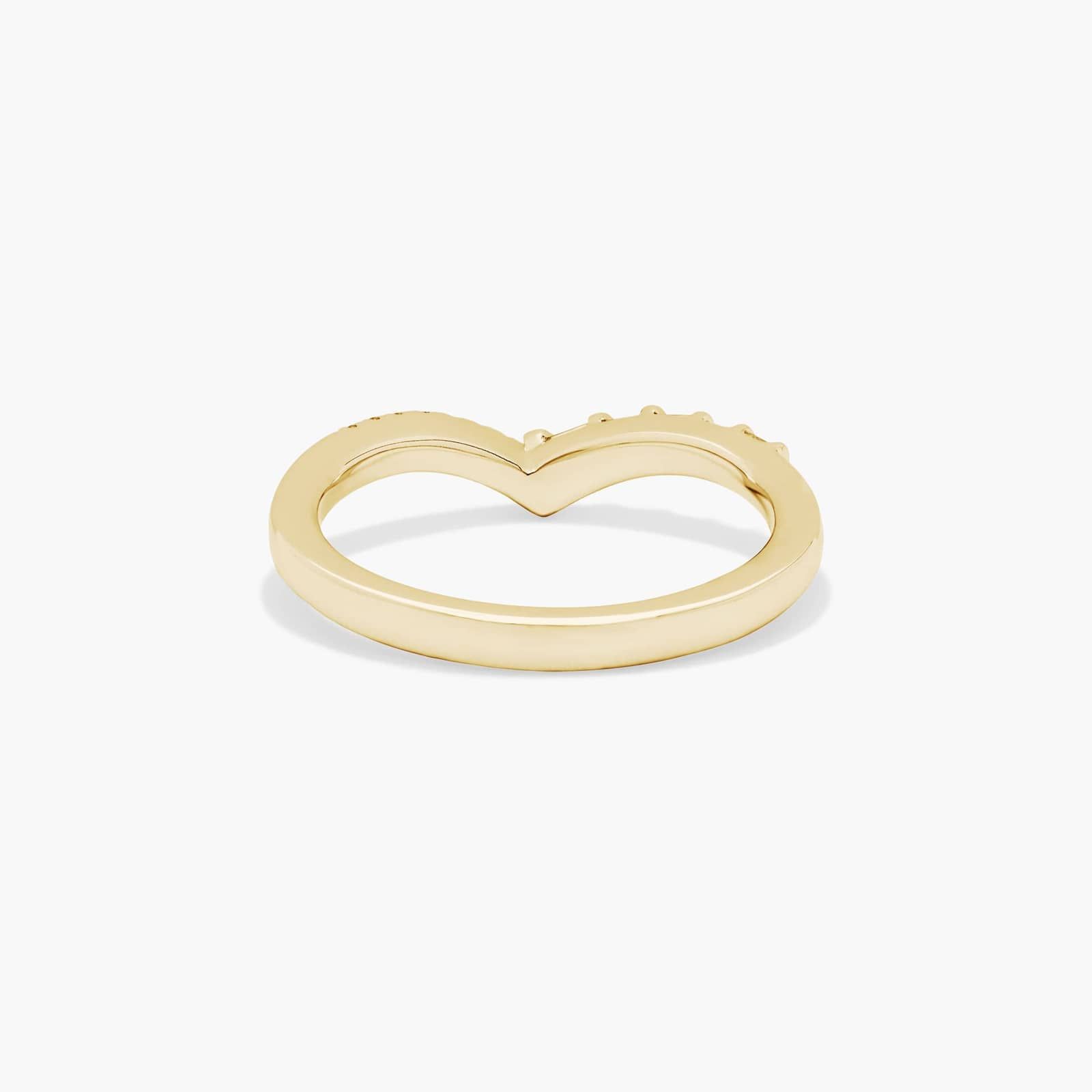 Round and Baguette Pavé V Contour Wedding Ring In 14K Yellow Gold (2.00mm)
