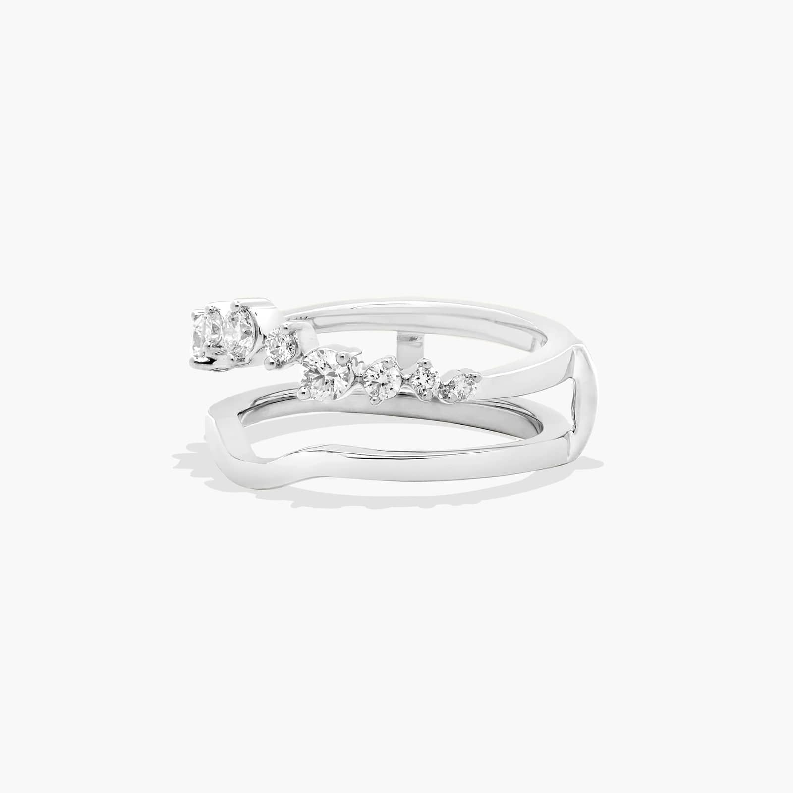 Curved Insert Wedding Ring With Round Diamonds In 14K White Gold (7.00mm)