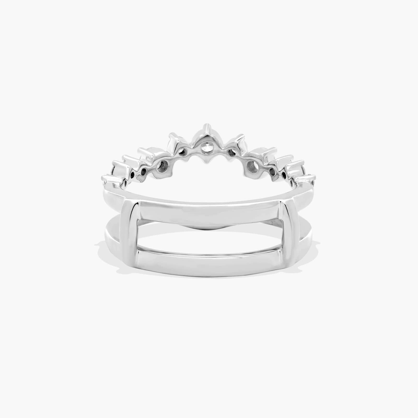 Curved Insert Wedding Ring With Round Diamonds In 14K White Gold (7.00mm)