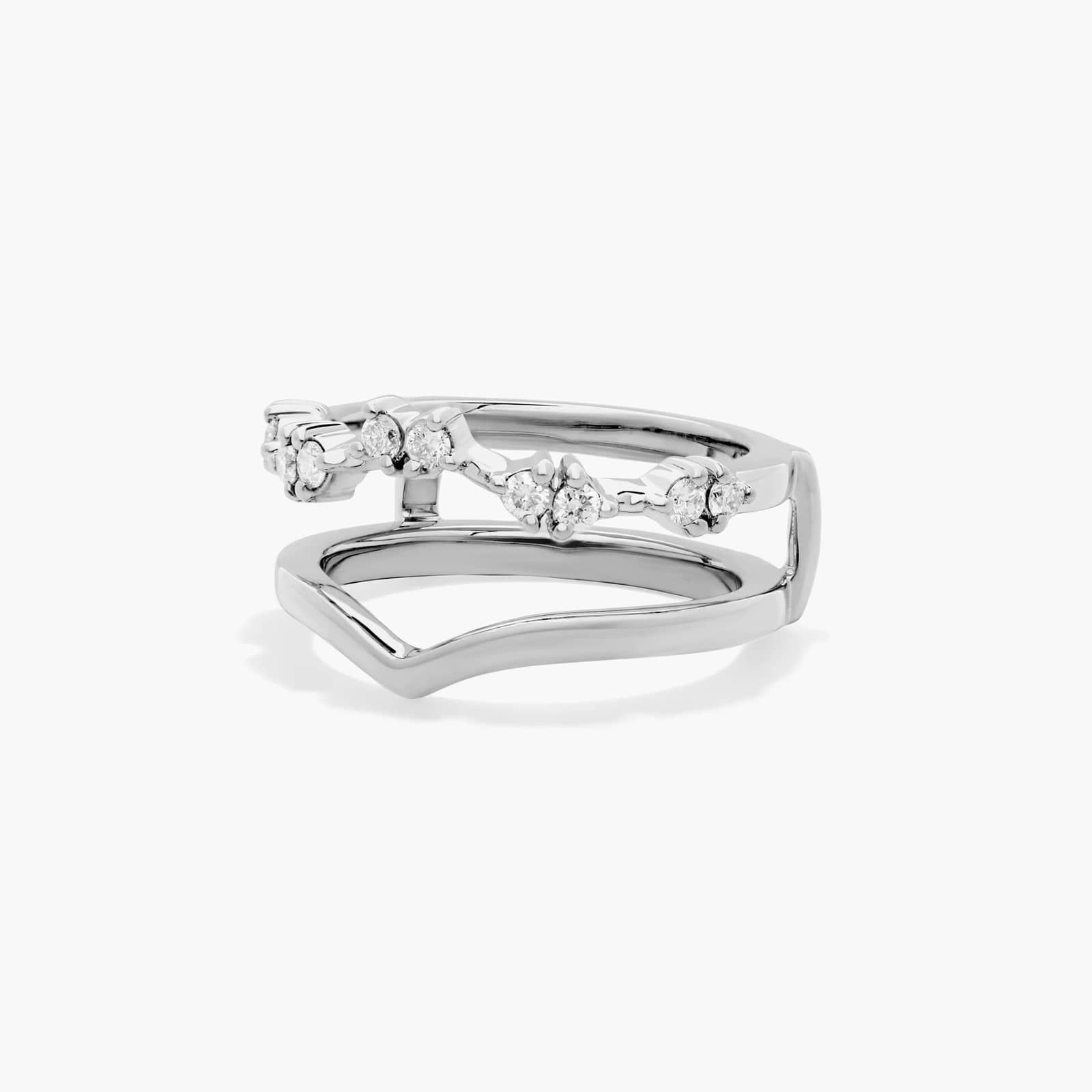 Prong Set Curved Insert Wedding Ring With Round Diamonds In 14K White Gold (7.00mm)