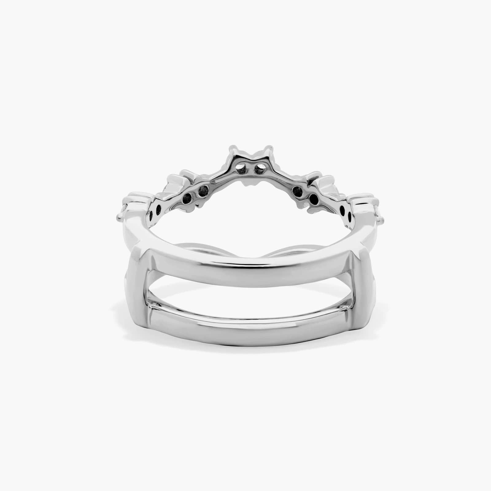 Prong Set Curved Insert Wedding Ring With Round Diamonds In 14K White Gold (7.00mm)
